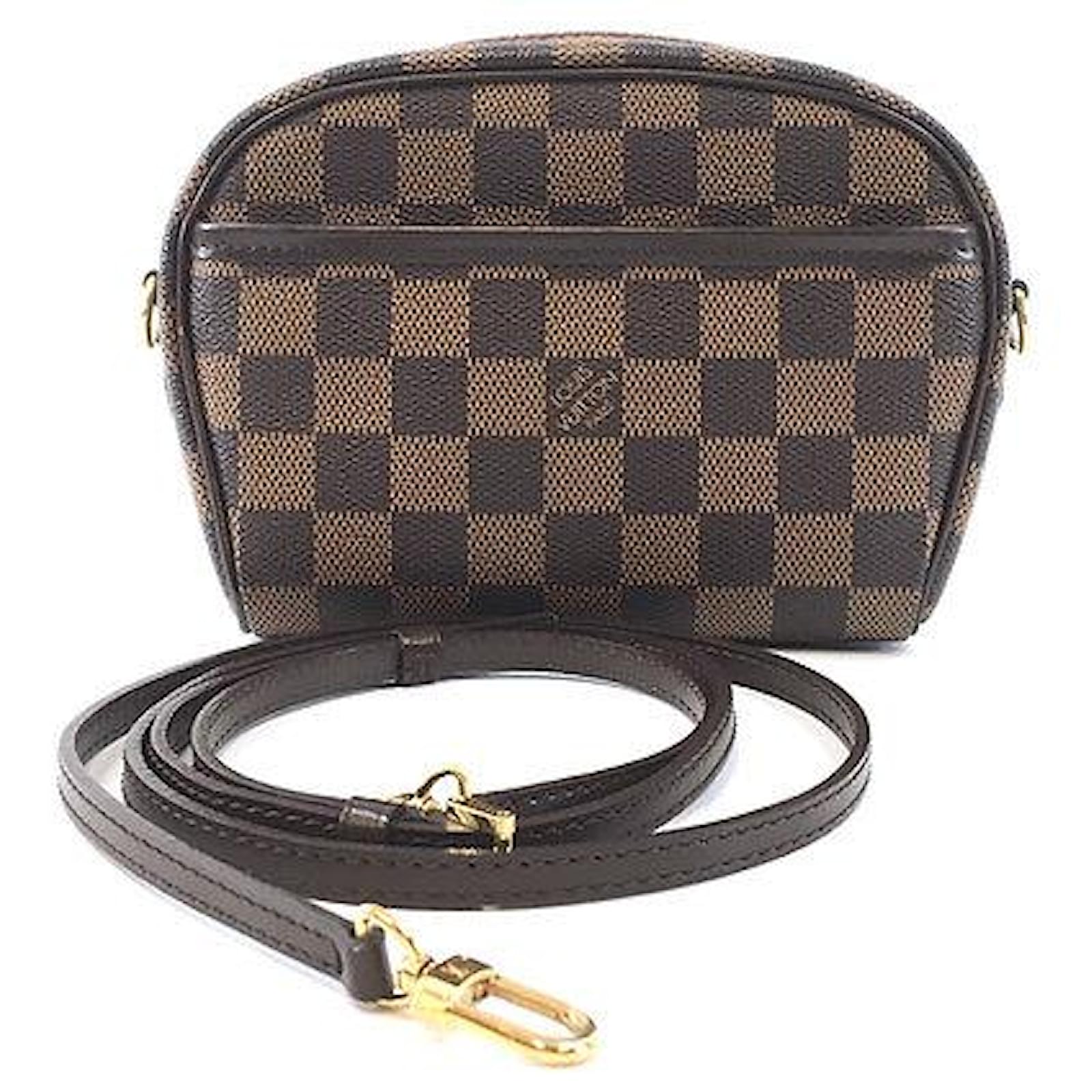 Louis Vuitton Pochette Ipanema Damier Ébène Canvas Brown Leather ref.474058  - Joli Closet