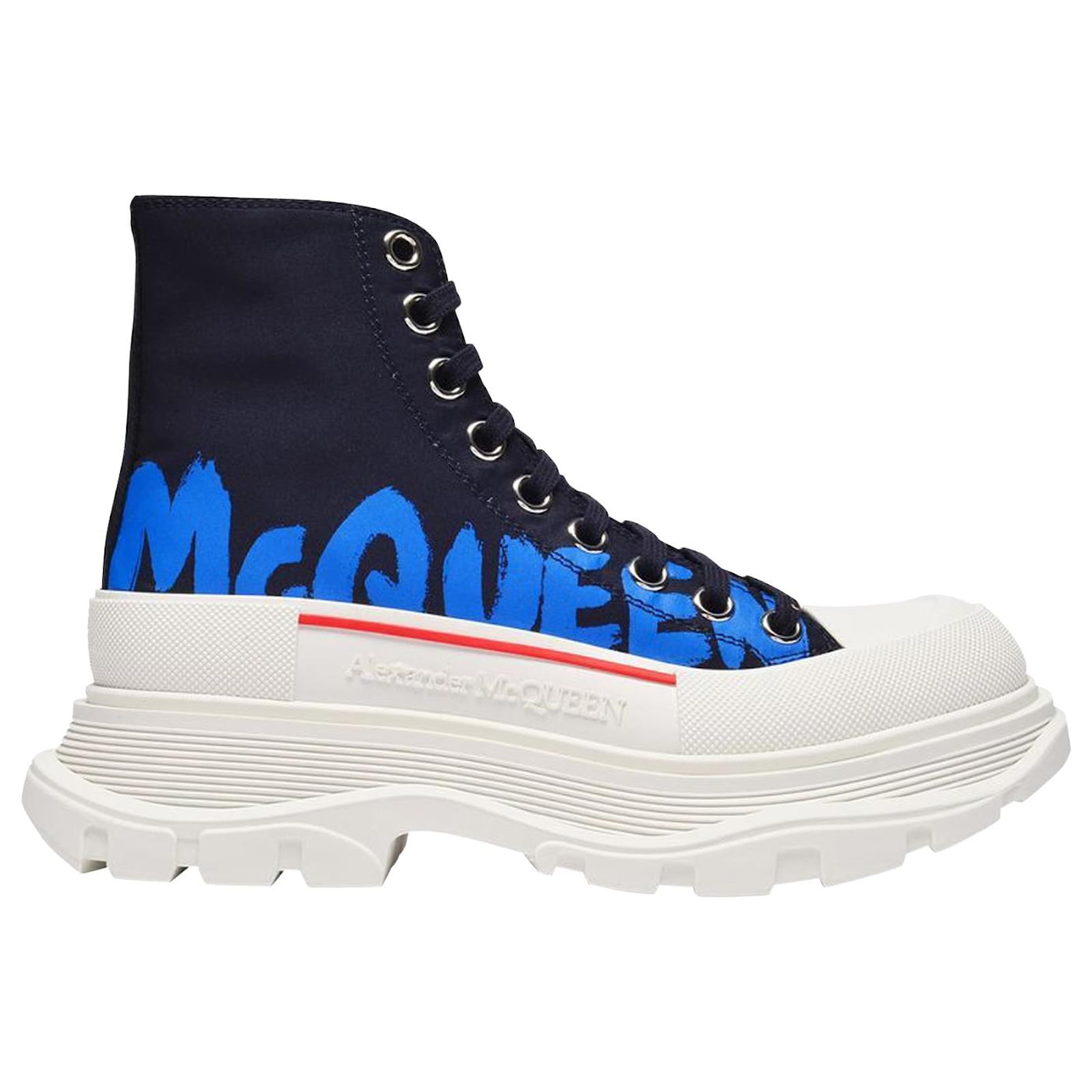 alexander mcqueen Tread Slick High Sneakers in Black Canvas 靴