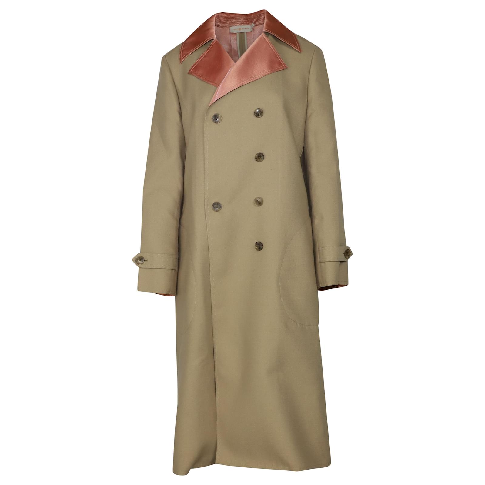 Tory Burch Nina Coat in Brown Polyester Beige  - Joli Closet