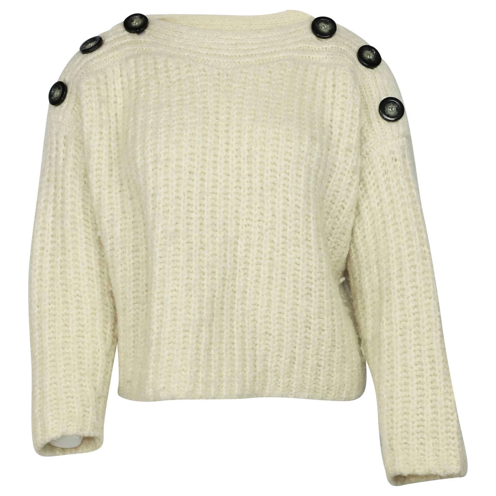 Alle sammen to uger Mug Isabel Marant Button-detail Sweater in White Wool Cream ref.474776 - Joli  Closet