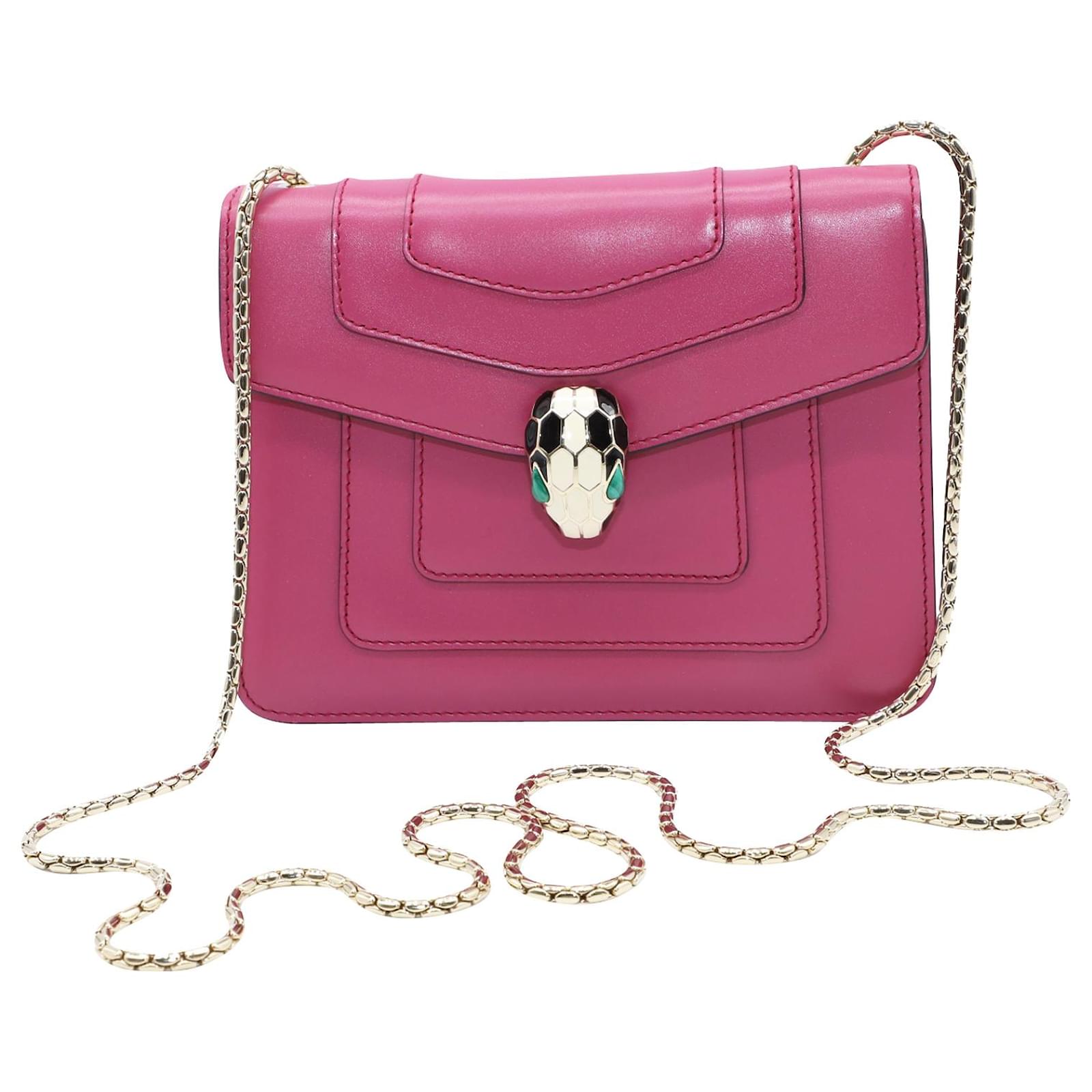 Bulgari Bvlgari Serpenti Chain Shoulder Bag in Pink Leather  -  Joli Closet