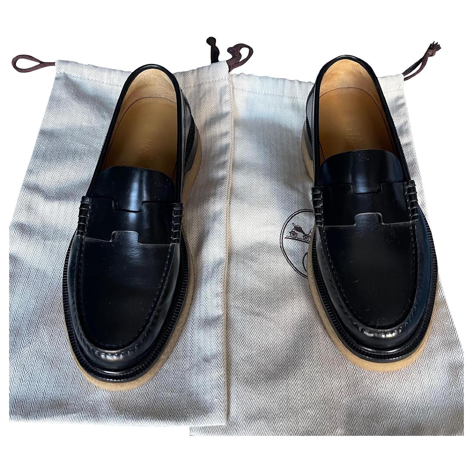Hermès Moccasin Dublin Black Leather ref.474988 - Joli Closet
