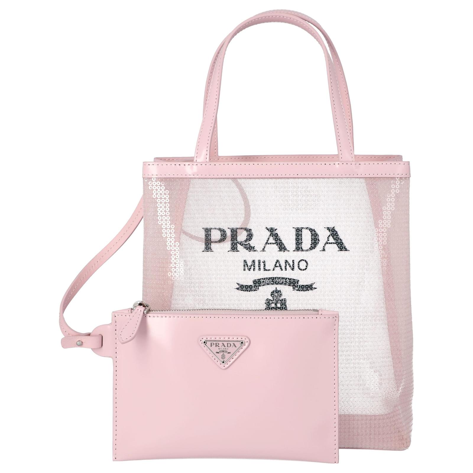 Prada Women Mesh Shopping Bag With Sequins In Pink ref.475293
