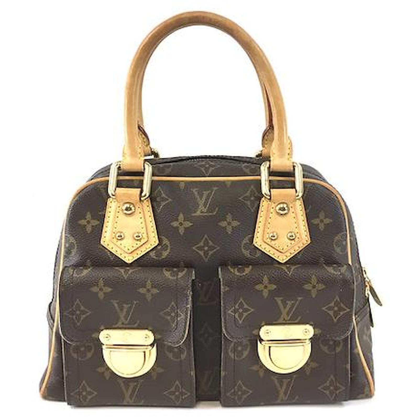 LOUIS VUITTON Manhattan PM Monogram Canvas Satchel Bag Brown