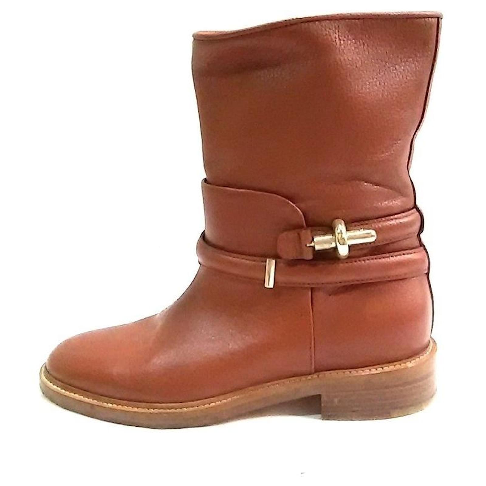 Usado] Botas Cortas BALENCIAGA 36 Damas-Cuero Marrón Castaño ref.475895 -  Joli Closet