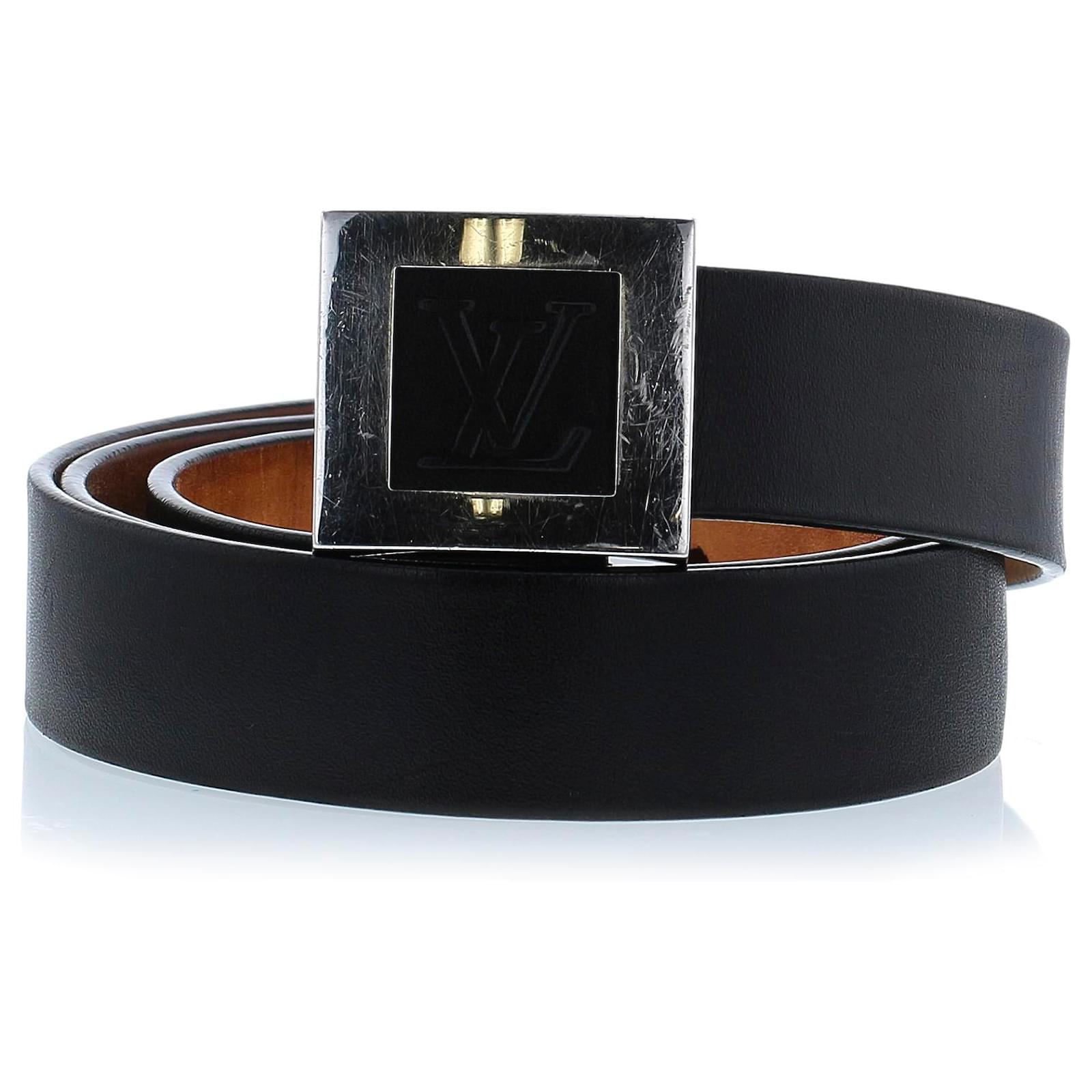 Cintura in pelle nera Louis Vuitton Inventeur Nero D'oro Metallo Vitello  simile a un vitello ref.303673 - Joli Closet
