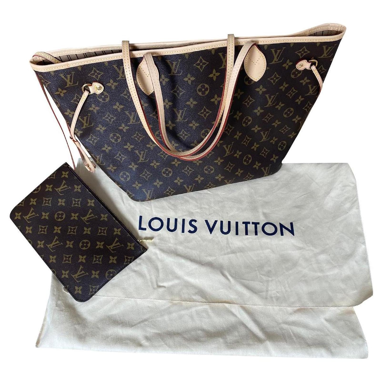 Louis Vuitton Sac Neverfull MM Cuir Toile Beige ref.475825 - Joli Closet