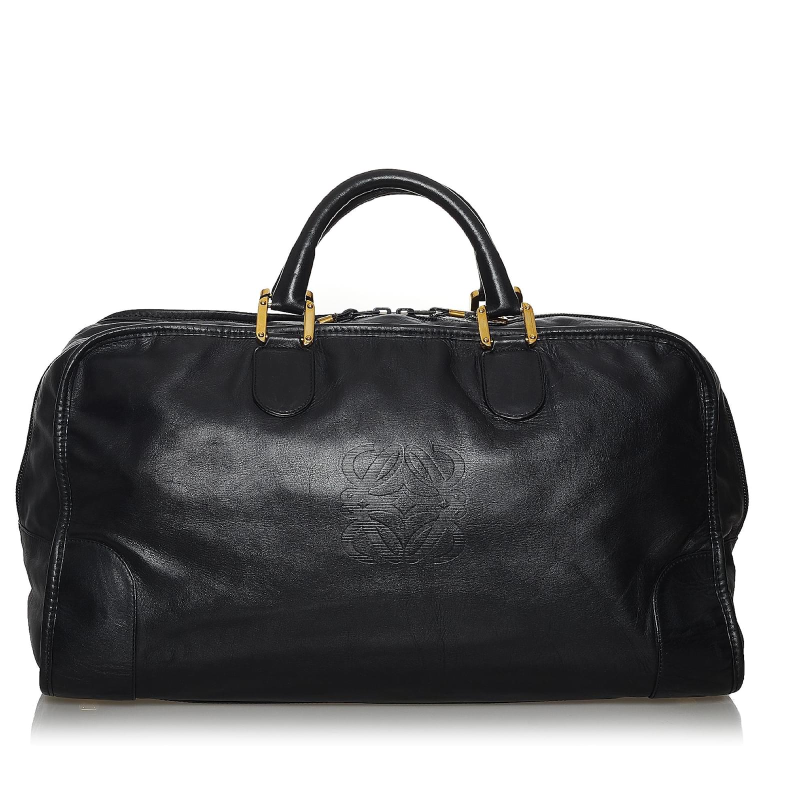 Loewe Black Amazona Leather Travel Bag Pony style calfskin ref.477465 Joli Closet