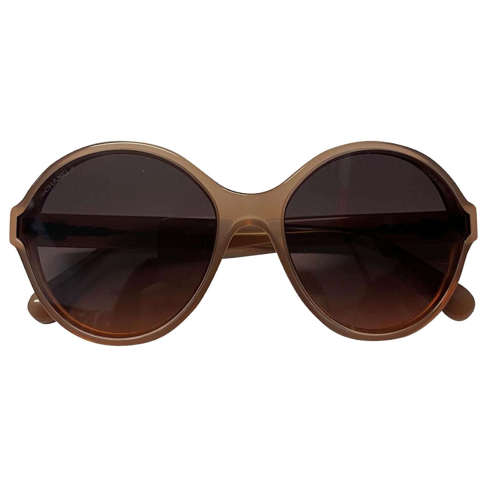 Chanel Interlocking CC Logo Round Sunglasses in Brown Acetate