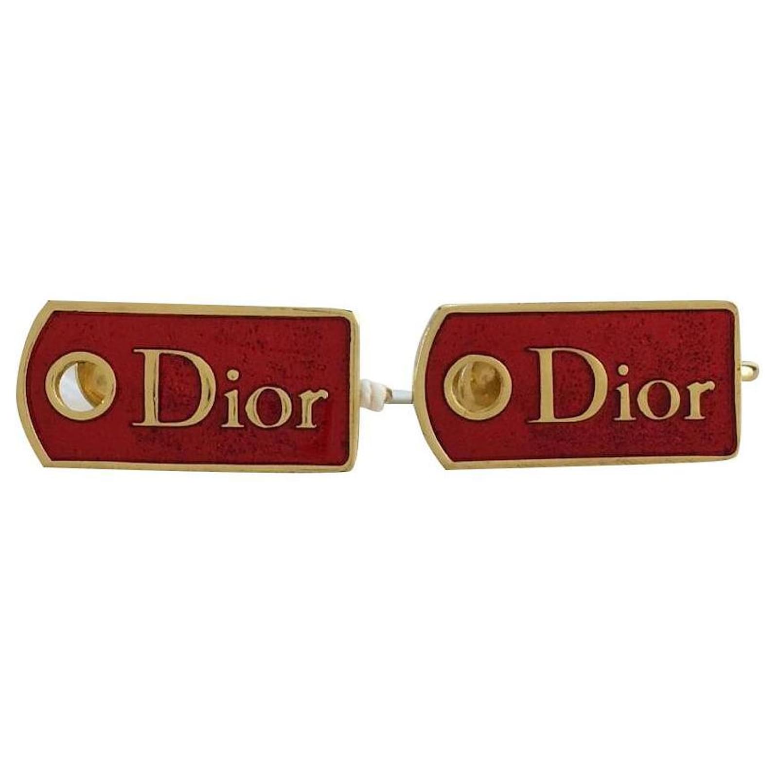 Christian Dior Logo plate earrings / RED / GLD ref.478457 - Joli