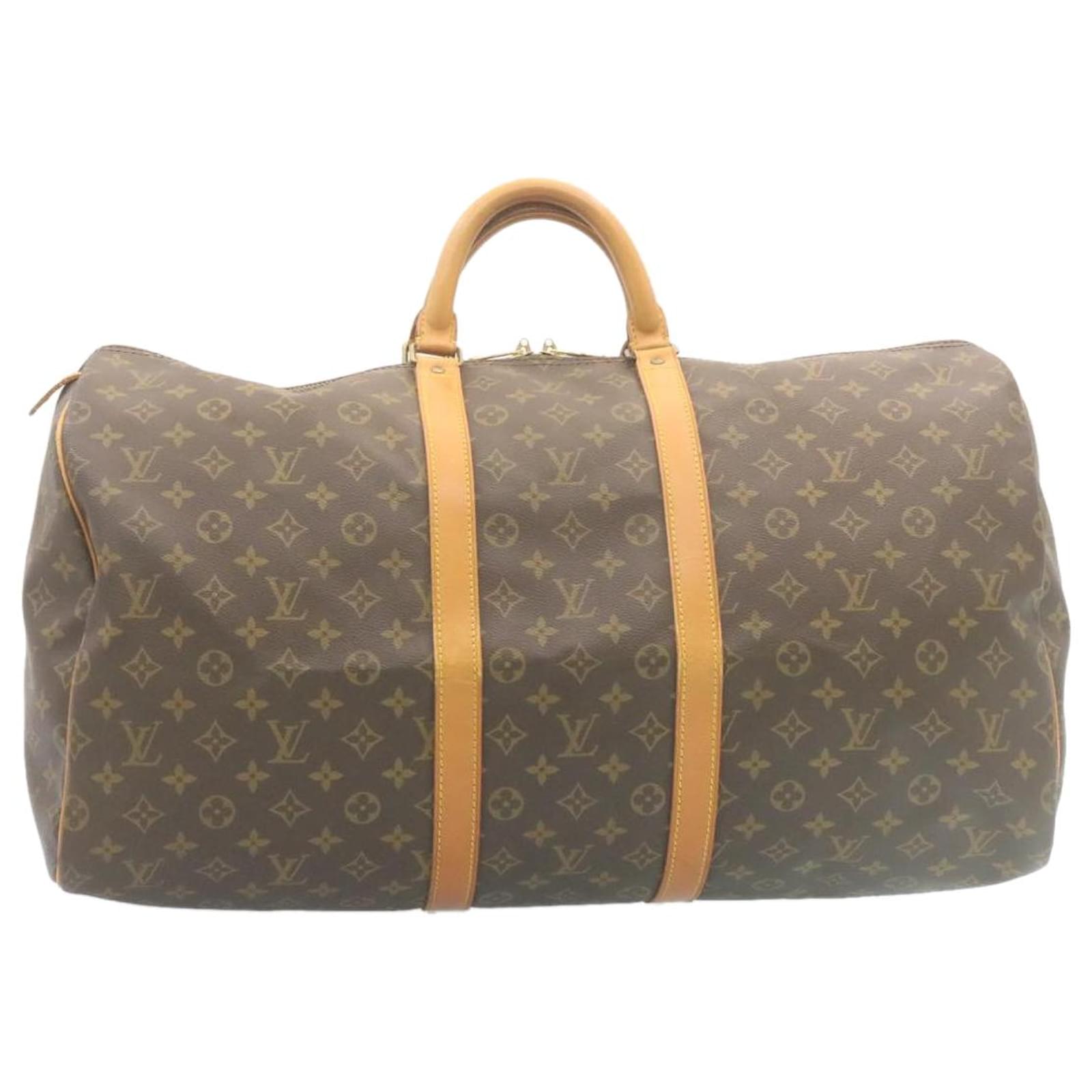 Auth Louis Vuitton Black Monogram Keepall