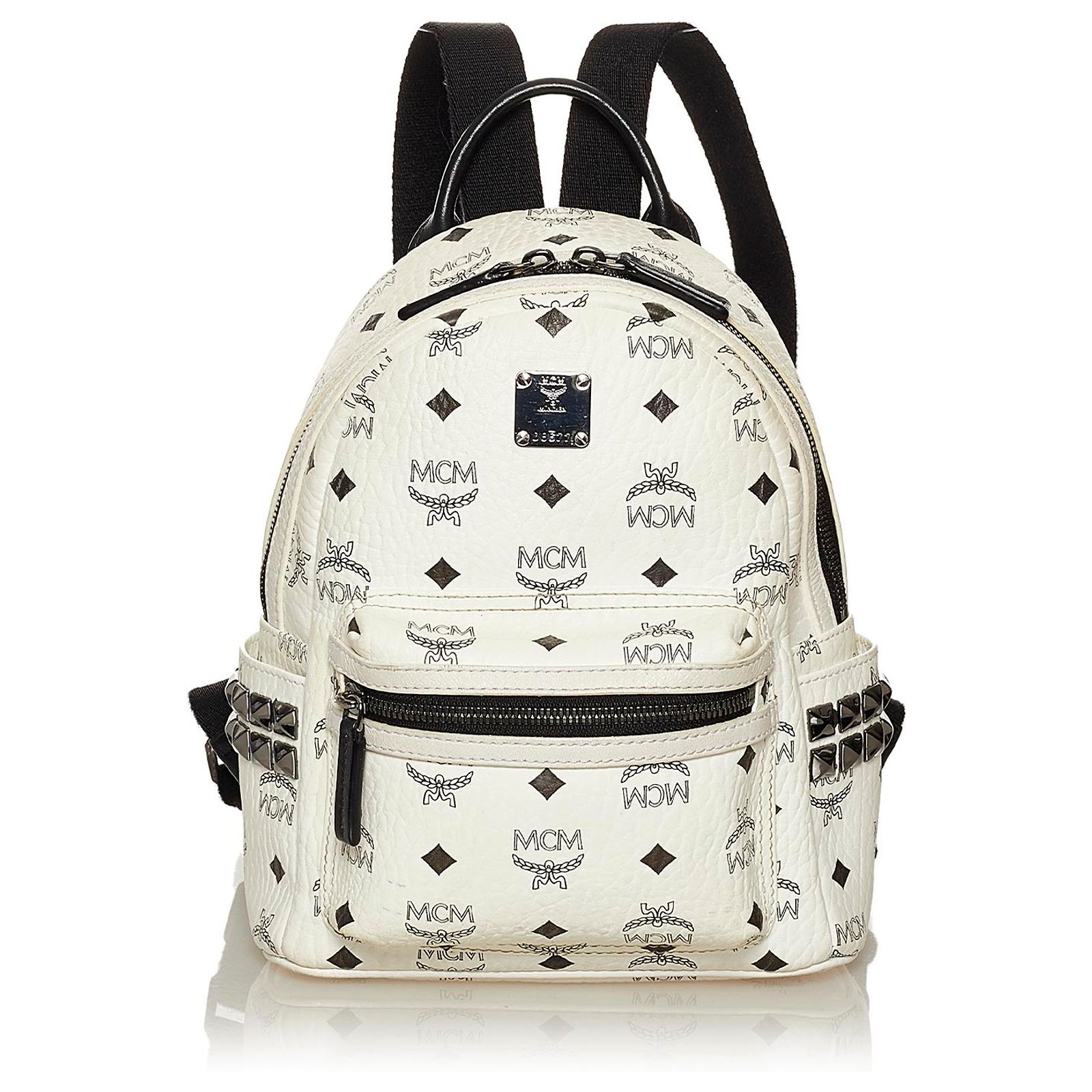 MCM stark backpack -Medium White MCM Stark Side Studs Backpack in Visetos - | Mercari main image 2