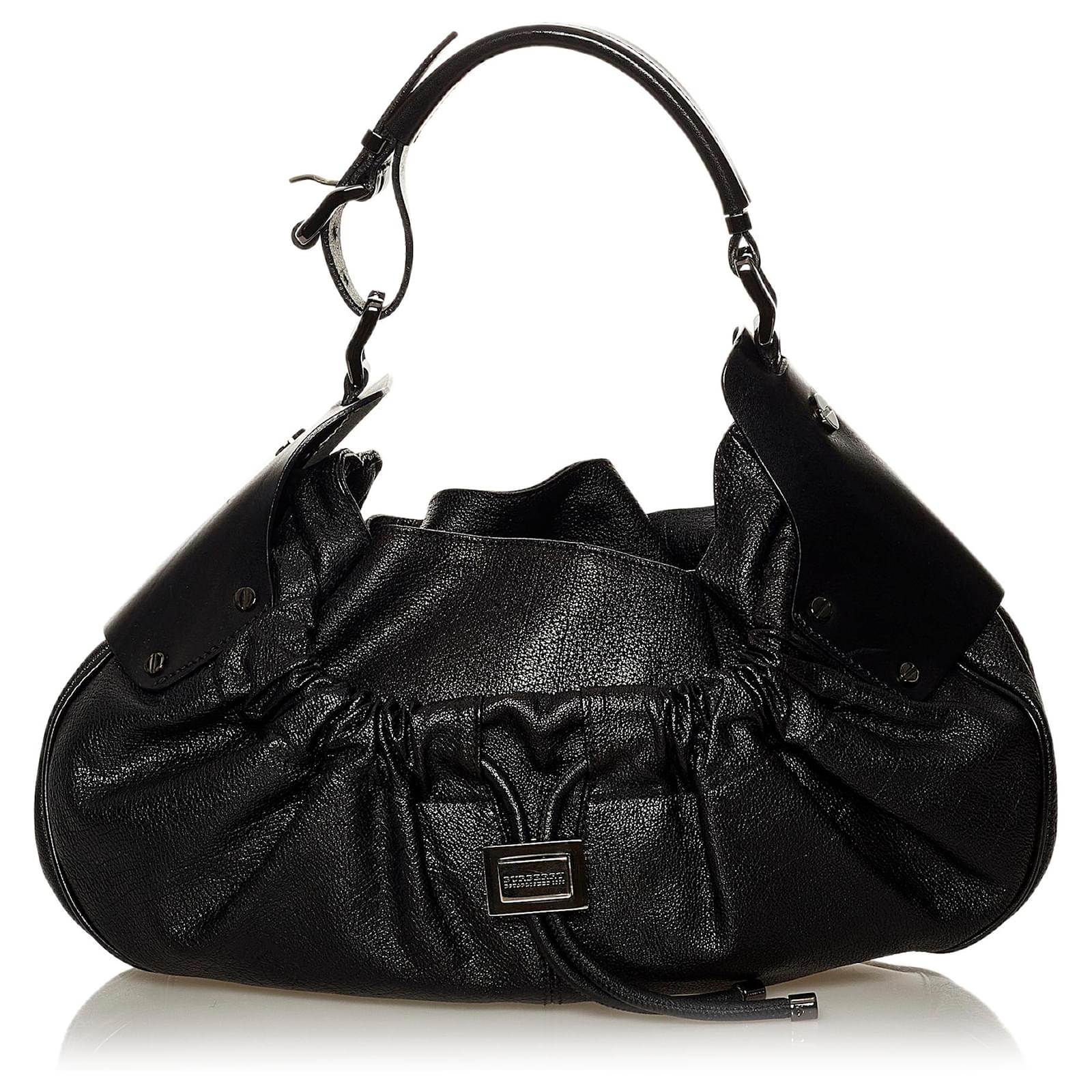 ショルダーバッグ・ポシェット BURBERRY BLACK LEATHER SHOULDER BAG Burberry Black Leather Shoulder Bag Pony-style calfskin ref