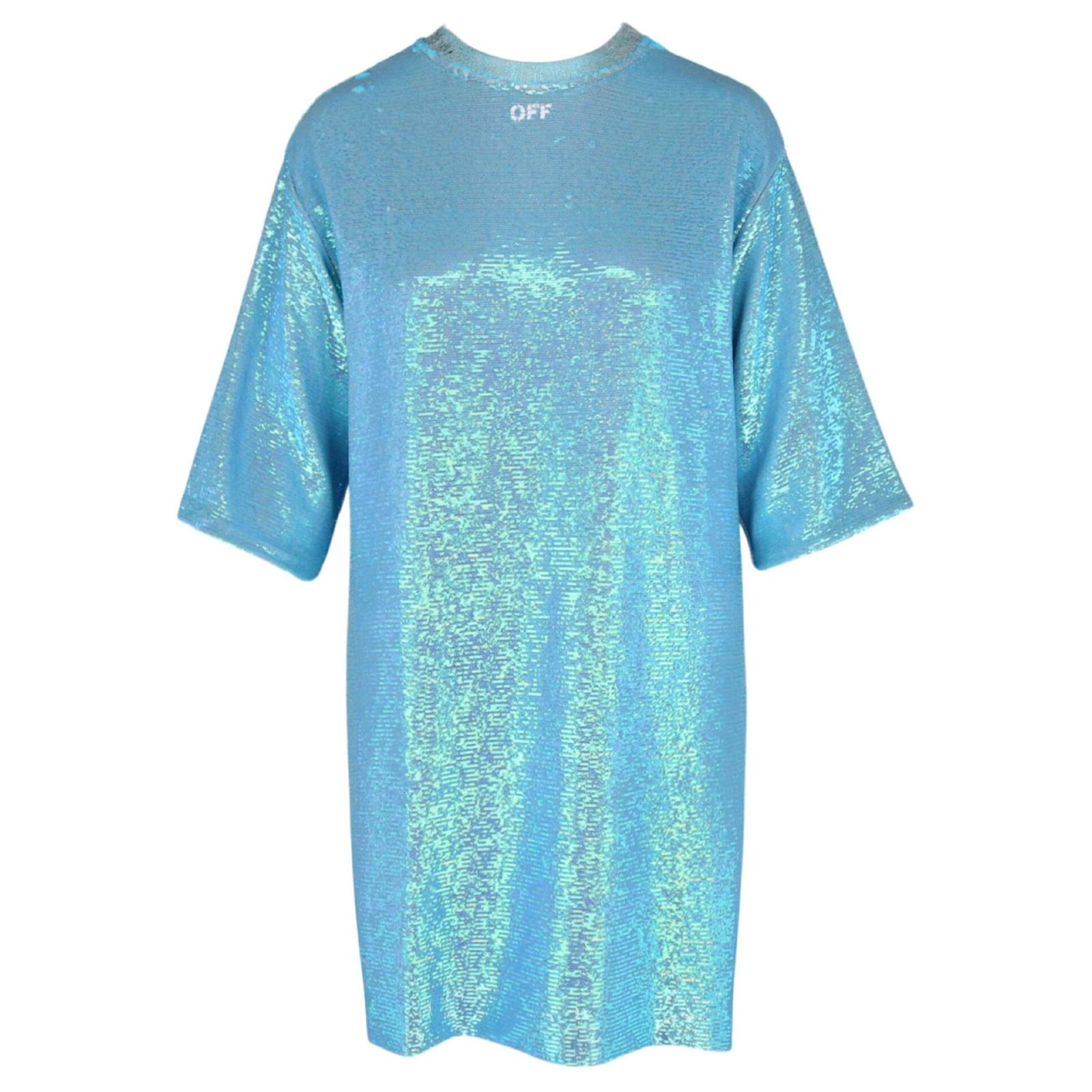 off white blue sequin dress Off White Paillettes Sequin Dress Blue ref.JC479561 (Sold)