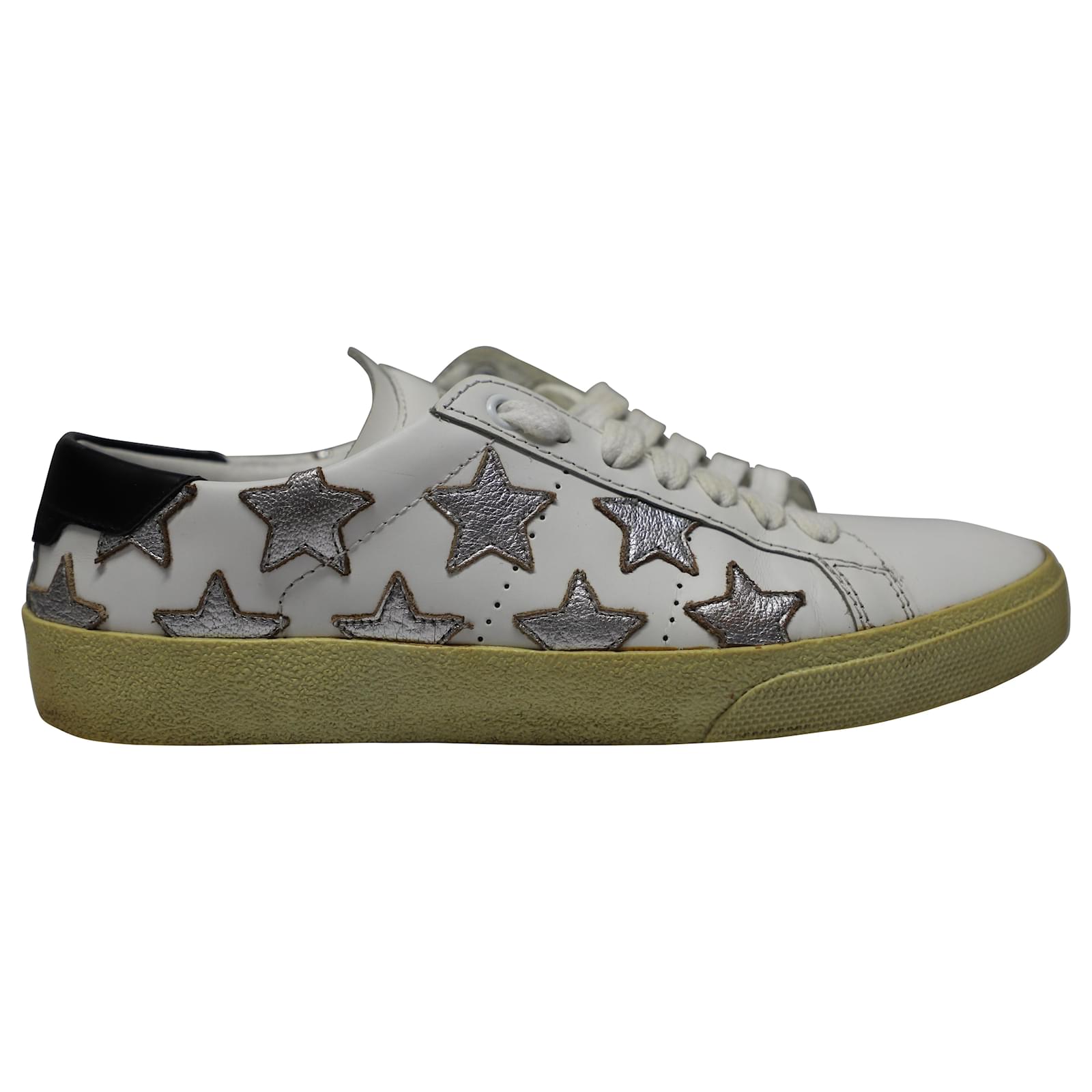 Saint Laurent Court classic star-embroidered leather trainers, 38.5 - BOPF  | Business of Preloved Fashion