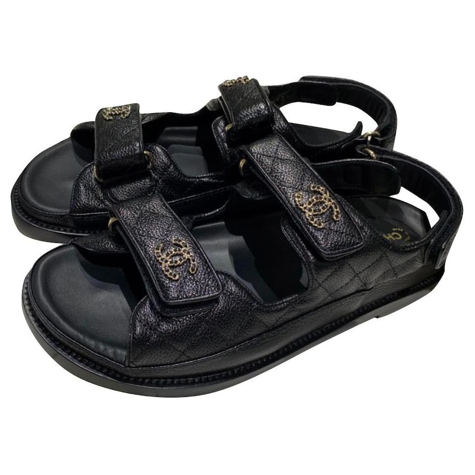 Chanel DAD sandals Black Leather ref.480040 - Joli Closet