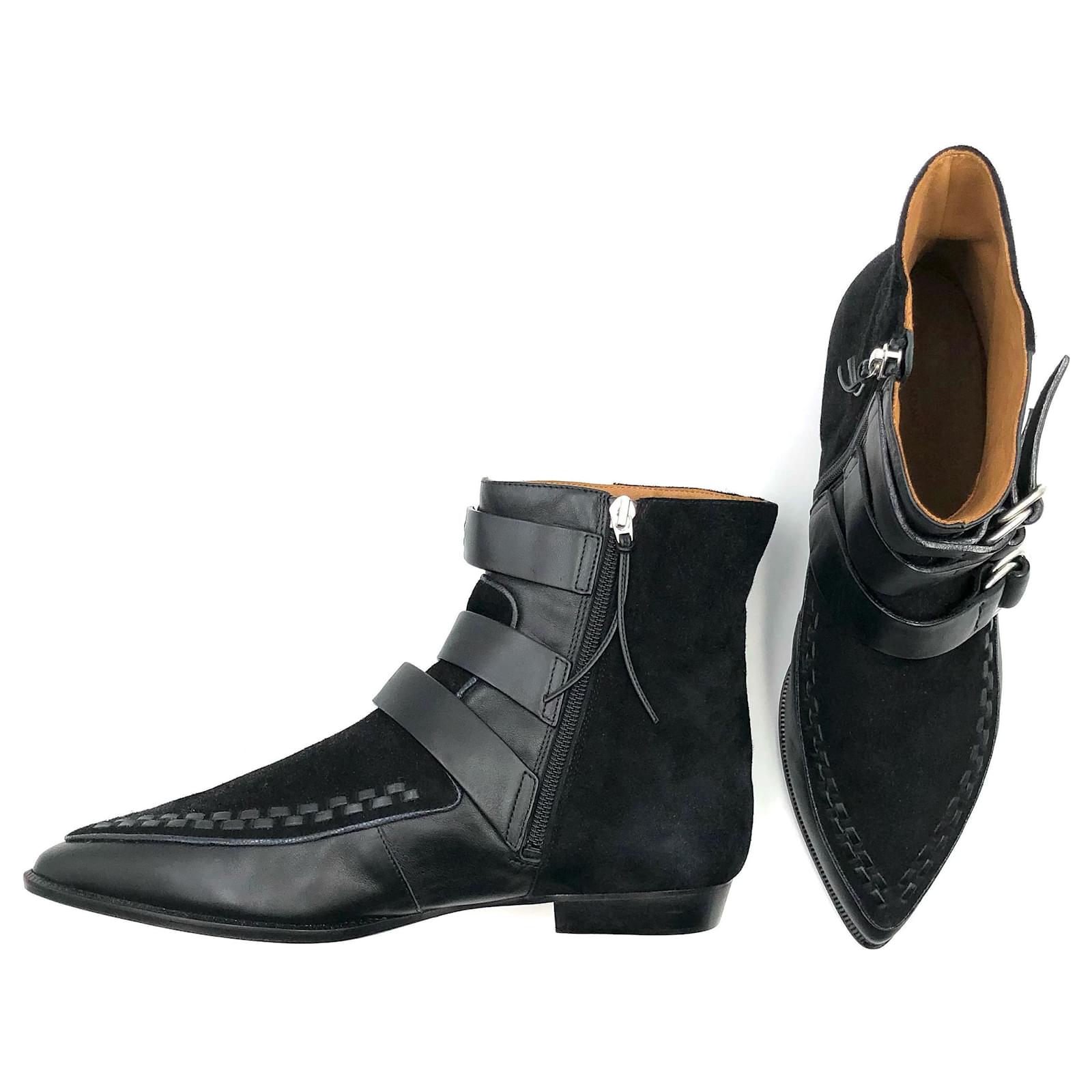 Arrangement Bestuiven Schijnen Isabel Marant Dickey ankle boots in black suede with triple buckles Leather  ref.480062 - Joli Closet
