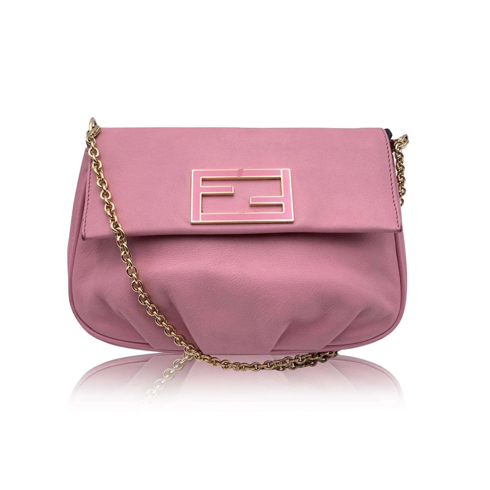 Fendi Pink Leather Small sta Pochette Crossbody Bag ref.480111
