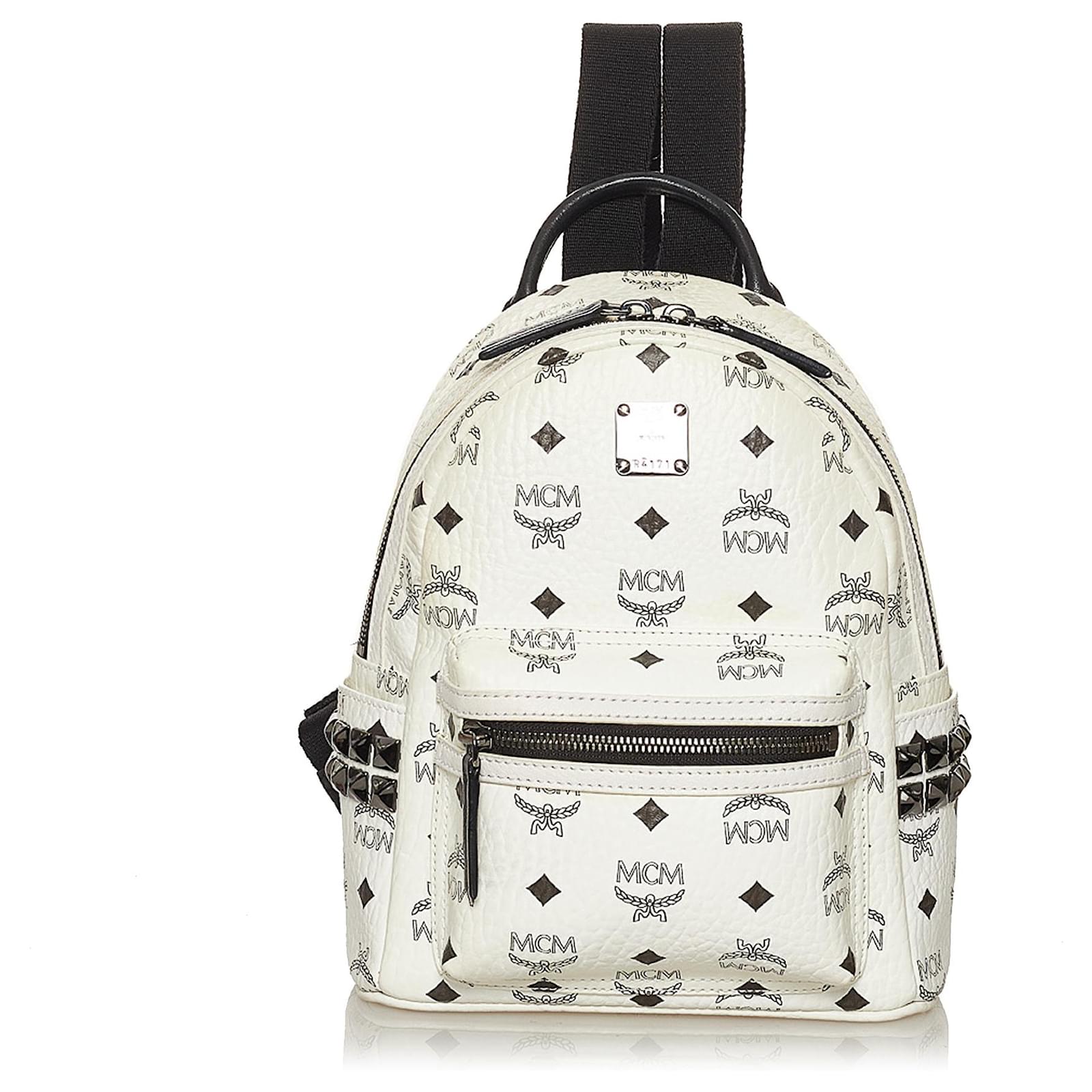 MCM, Bags, Mcm Small Side Stark Studded Backpack In Black Visetos Coated  Canvas