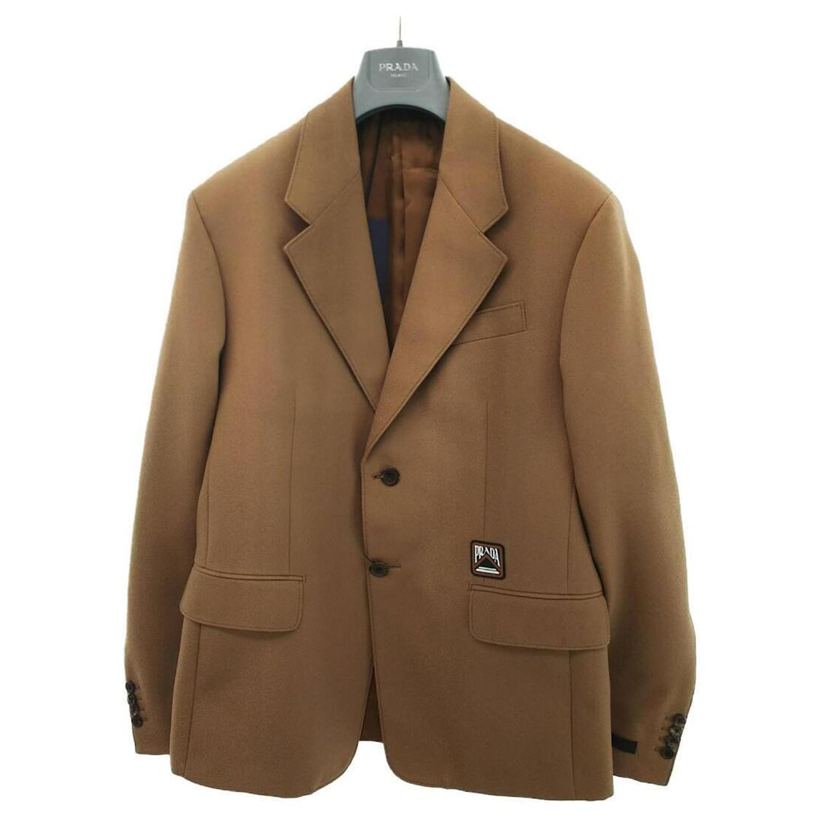 Prada 18AW-19SS / Logo Patch Tailored Jacket / 50R / Brown / Camel