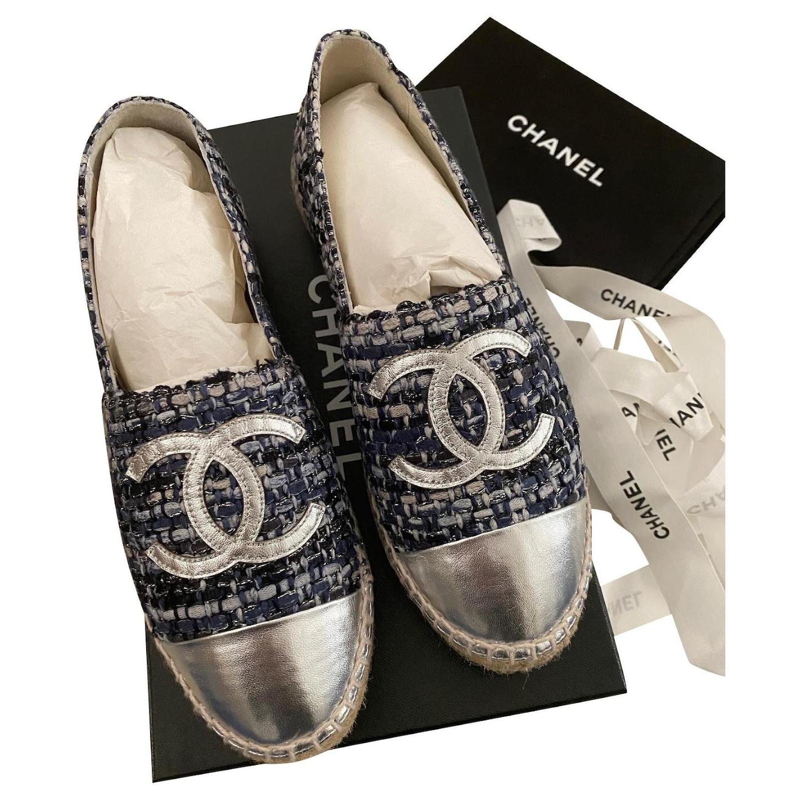 Chanel CC Espadrilles in Lambskin Leather and Gold Hardware Size 36 EUR  225 cm