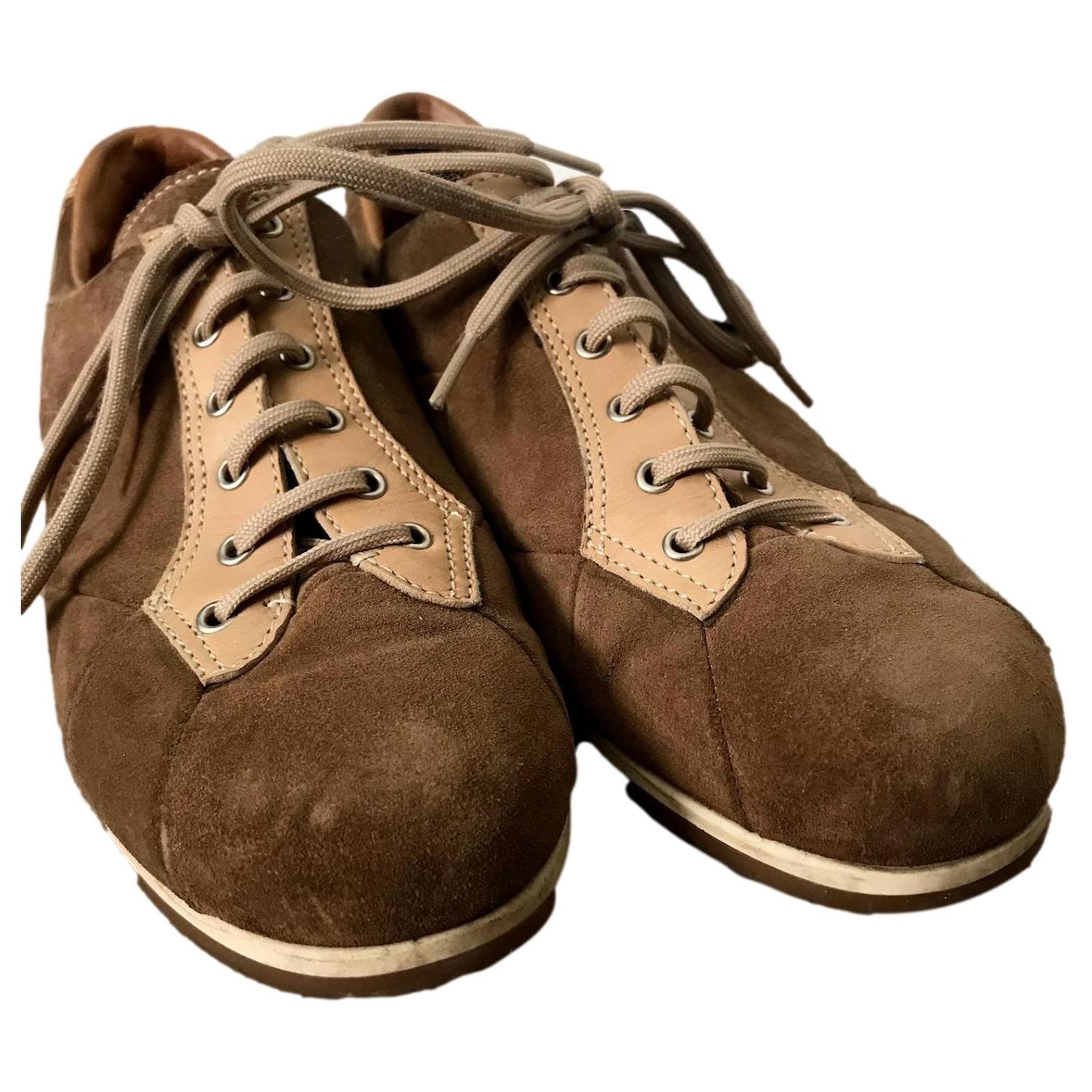 Prada sneakers mln 70 nylon e scamosciato 5 arancio,marrone,bianco  tecnico,pelle - Stileo.it