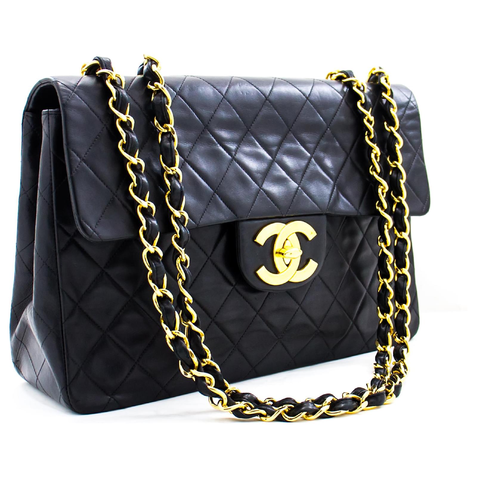 Shaded indsprøjte Compose Chanel Jumbo 13" Maxi 2.55 Flap Chain Shoulder Bag Black Lambskin Leather  ref.481505 - Joli Closet
