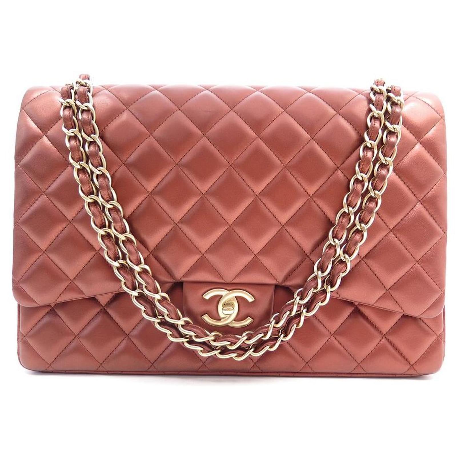 CHANEL CLASSIC TIMELESS MAXI JUMBO HANDBAG CUIR MATELASSE COPPER BAG Pink  Leather ref.481536 - Joli Closet