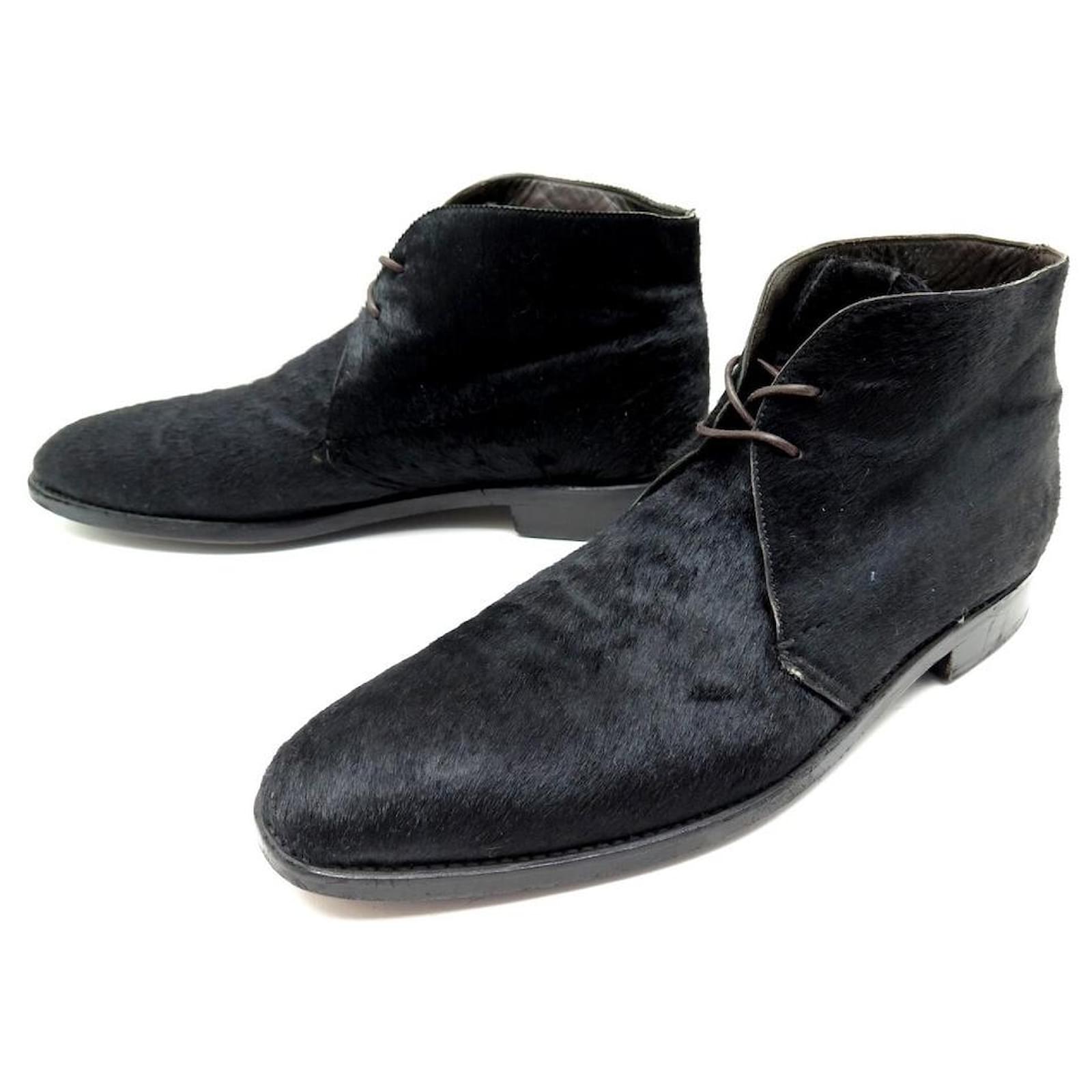 HESCHUNG SHOES CHUKKA BOOTS 8.5 42.5 BLACK LEATHER BOOTS SHOES Pony ...