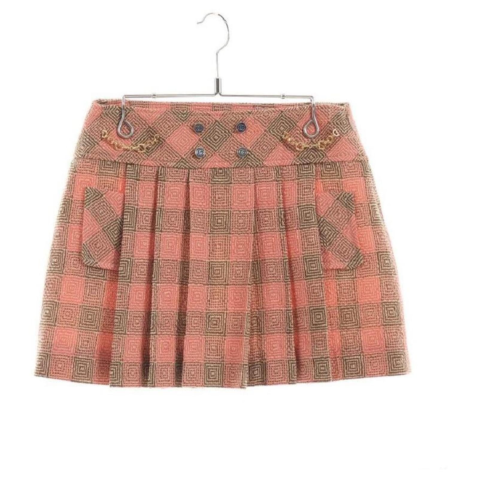 正規品 S Coco check pleats skirt pink beige 正規品 S Coco check pleats skirt pink beige 正規品 S Coco check