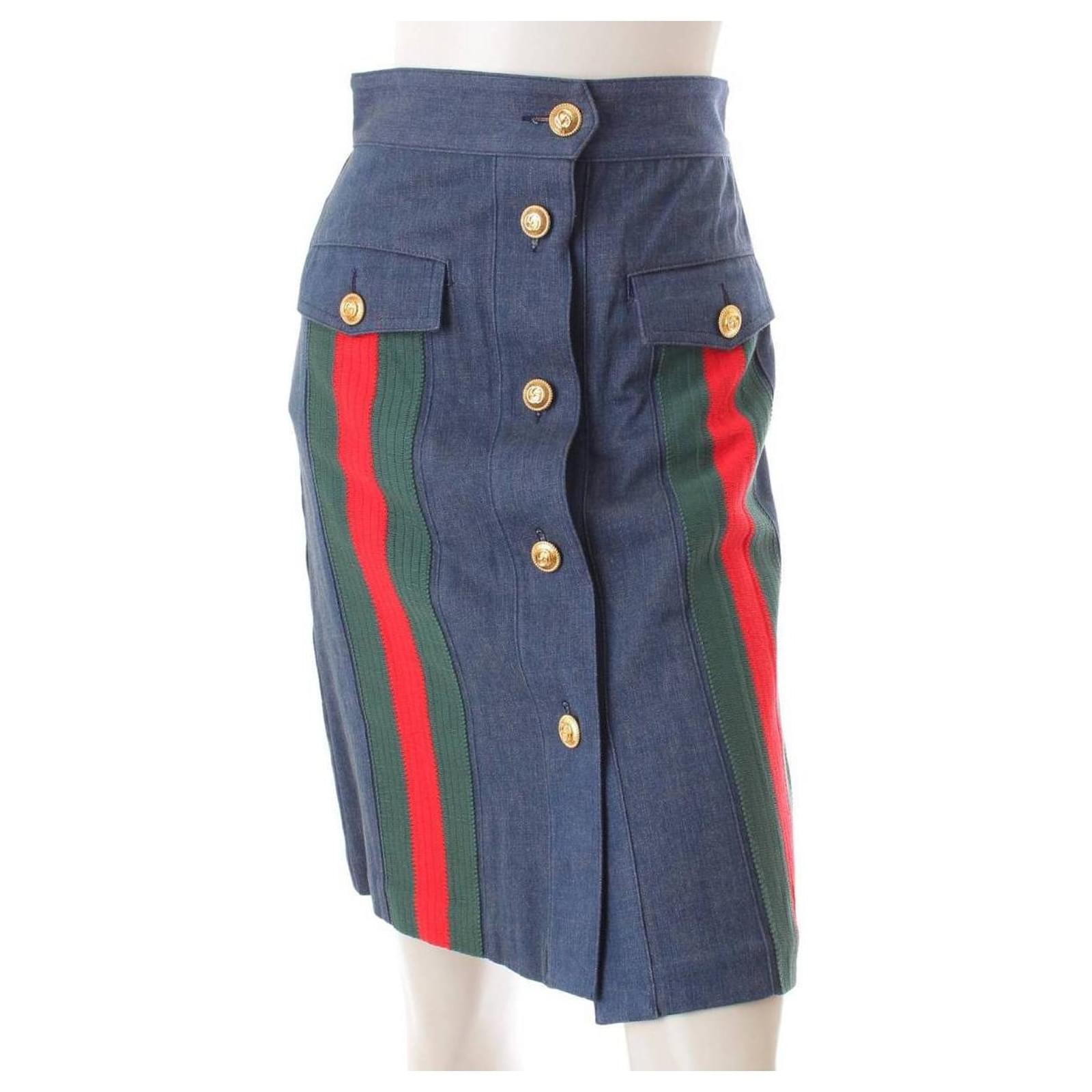Gucci GG button sherry line denim skirt 