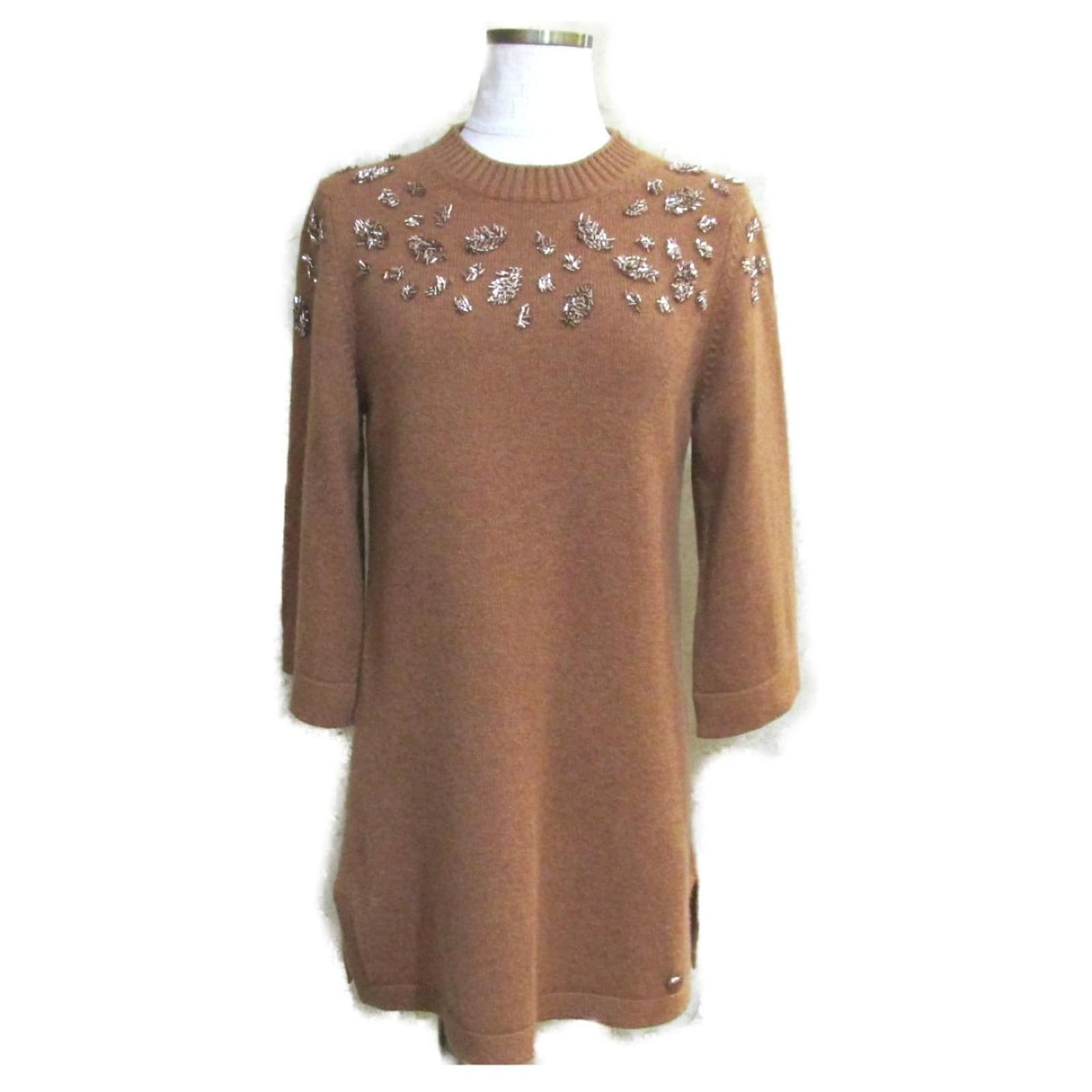 Used] CHANEL TUNIC CLOTHING TOPS CASHMERE LADIES BROWN SYSTEM ref