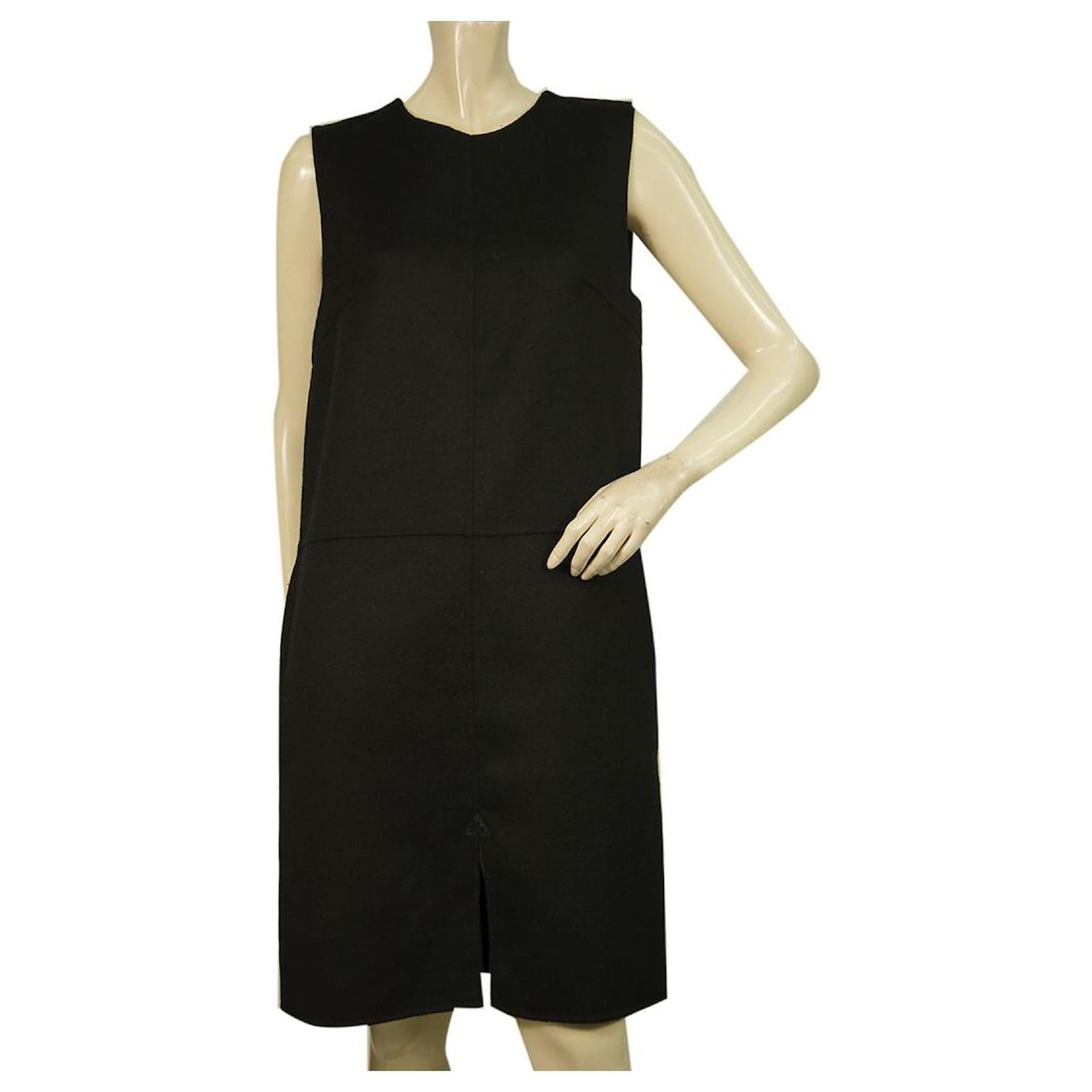 Cacharel Black Wool Cashmere Silk Tank Sleeveless Knee length dress size 38