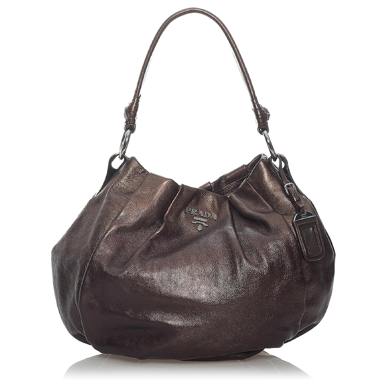 Prada Brown Leather Hobo Bag Pony-style calfskin ref.484454 - Joli Closet