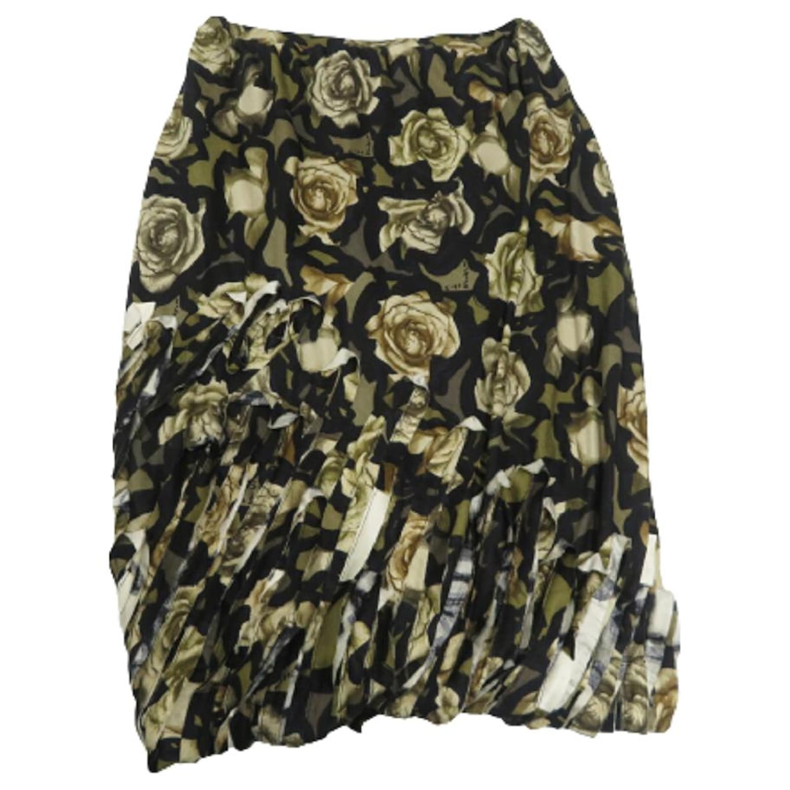 Used] LOUIS VUITTON FLORAL SKIRT SIZE:38 Multiple colors Silk ref