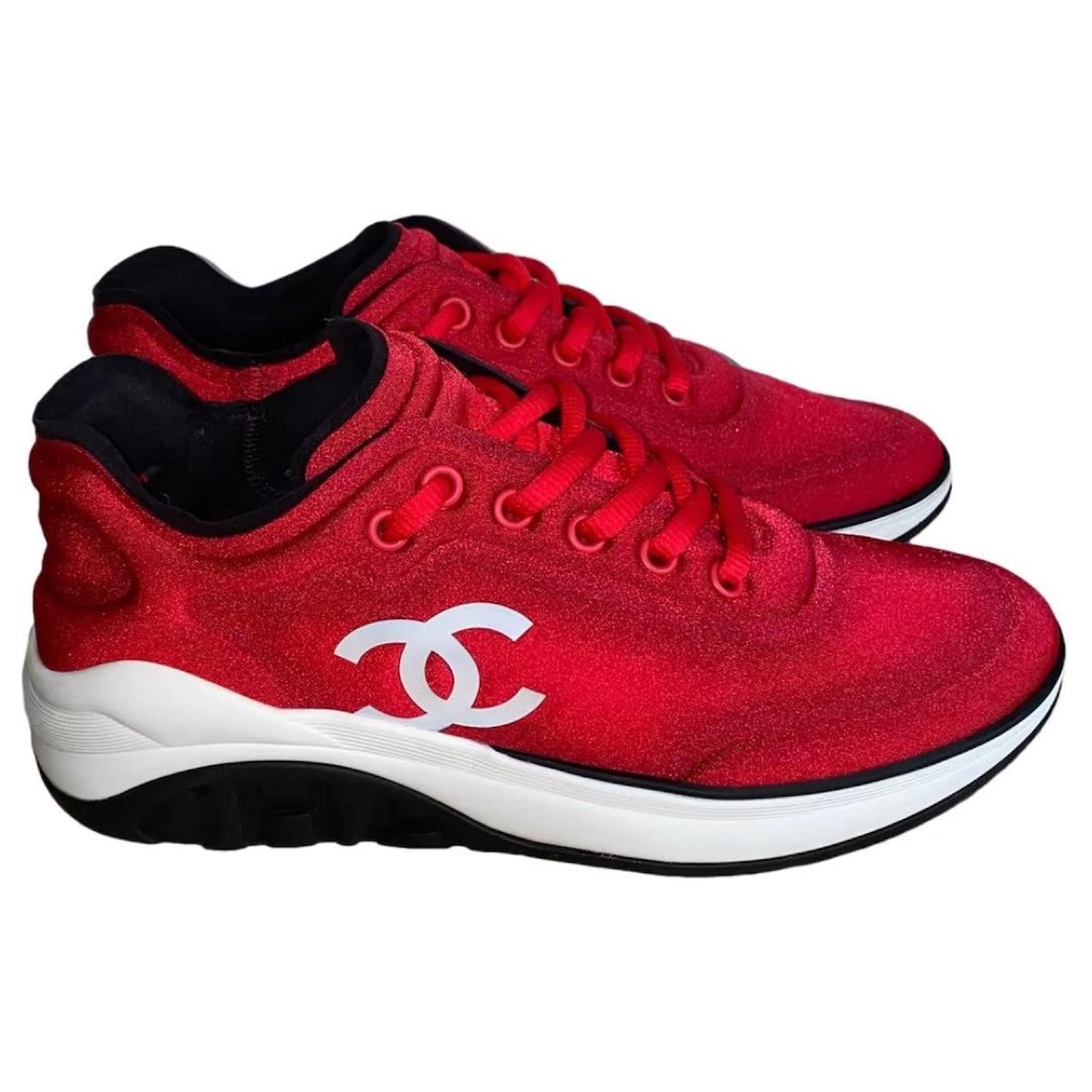 red and white chanel sneakers