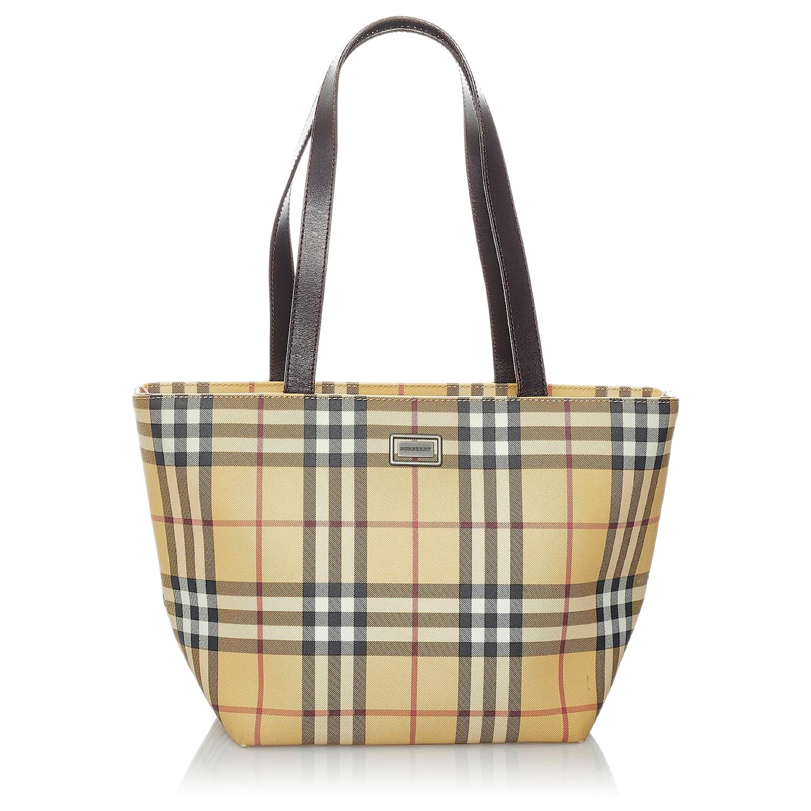 Burberry Brown House Check Tote Bag Multiple colors Beige Leather ...
