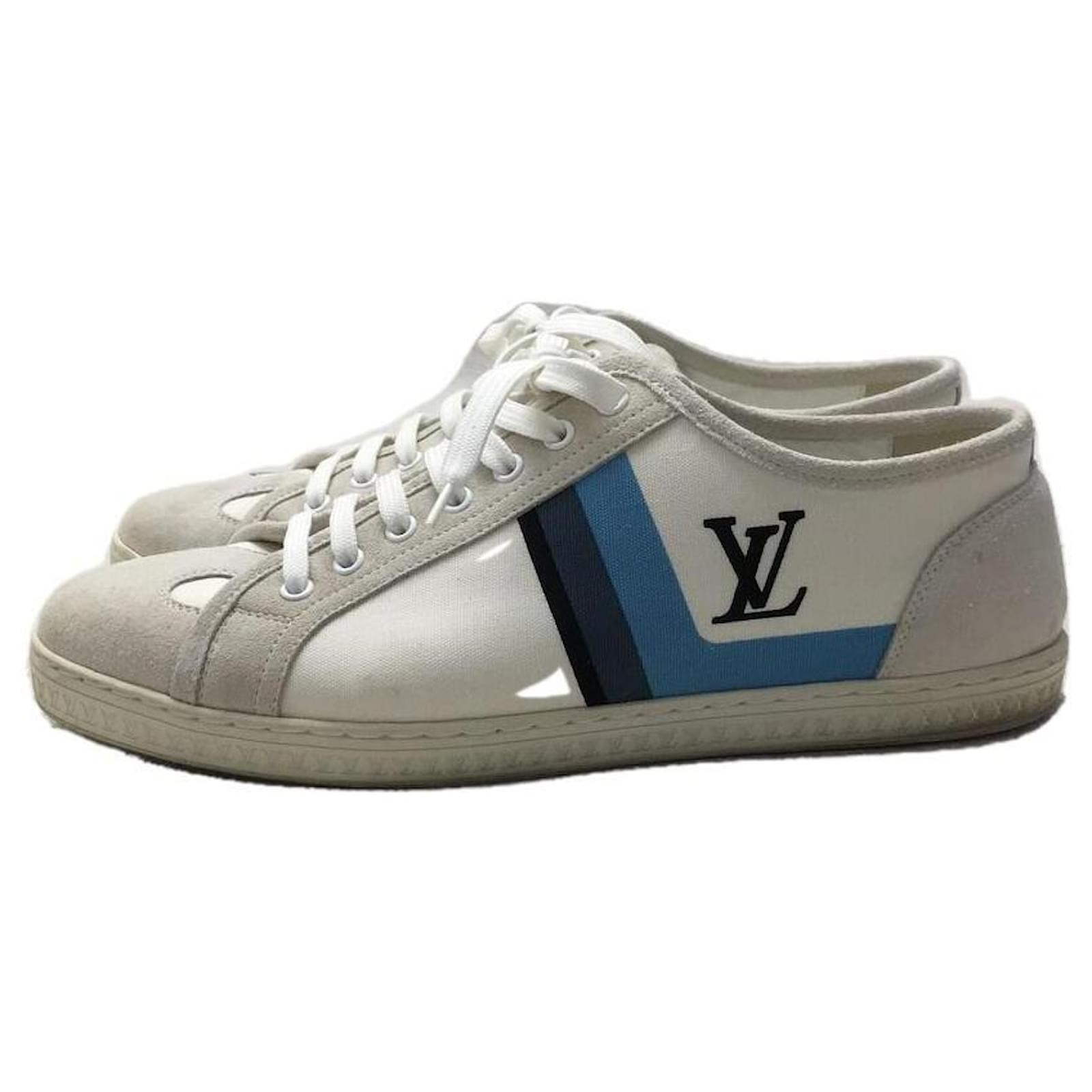 Louis Vuitton Sneakers White Grey Suede Cotton ref.626760 - Joli