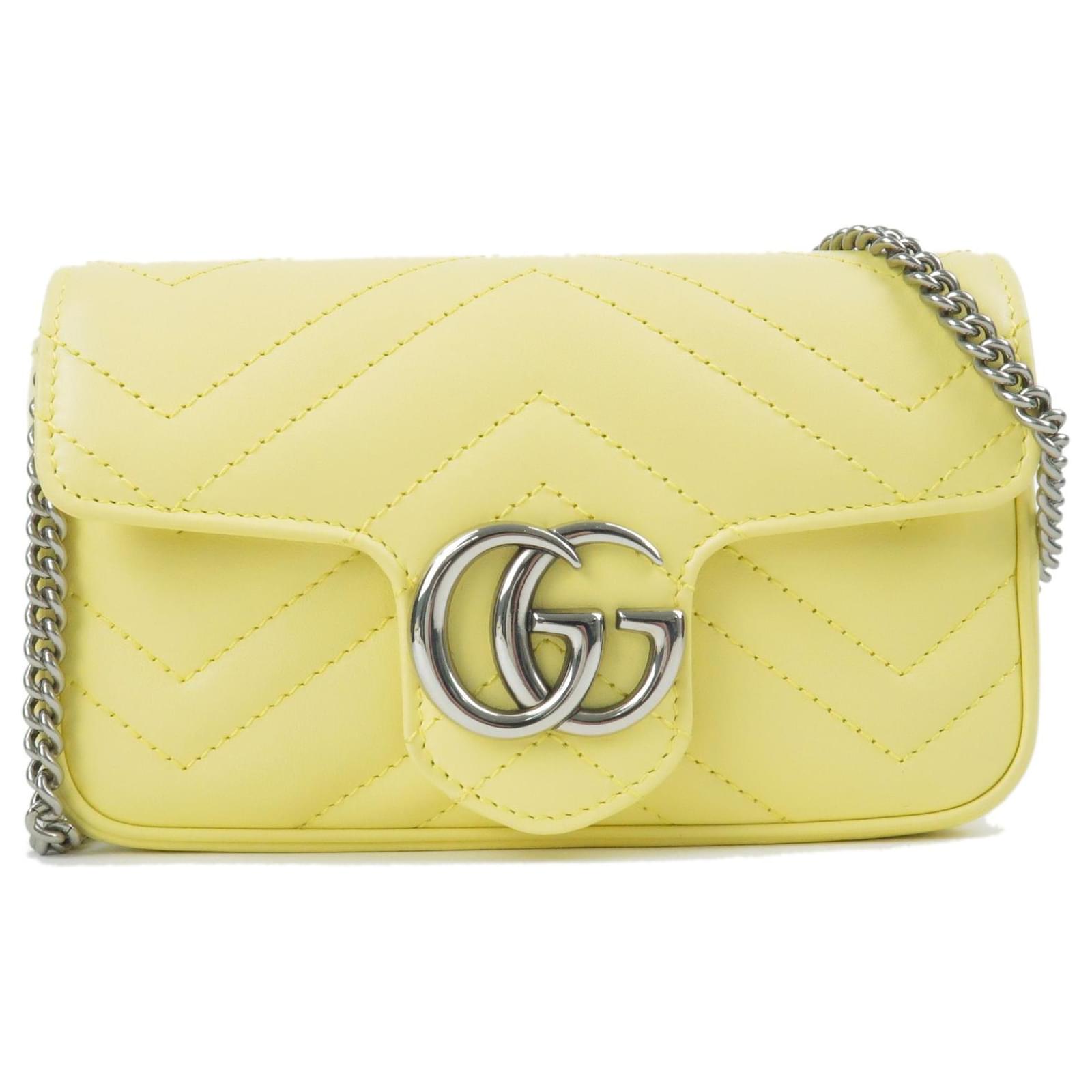 bespotten Idioot vinger Used] Gucci GG Marmont Leather Super Mini Chain Shoulder Bag Yellow  ref.485914 - Joli Closet
