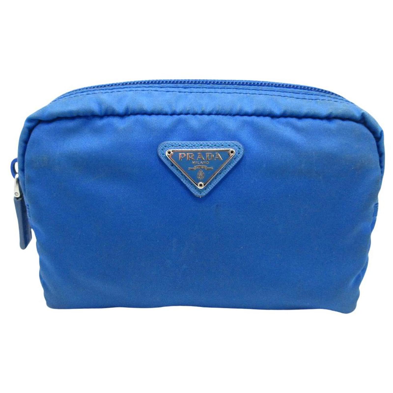 Prada Clutch Bag Blue Synthetic  - Joli Closet