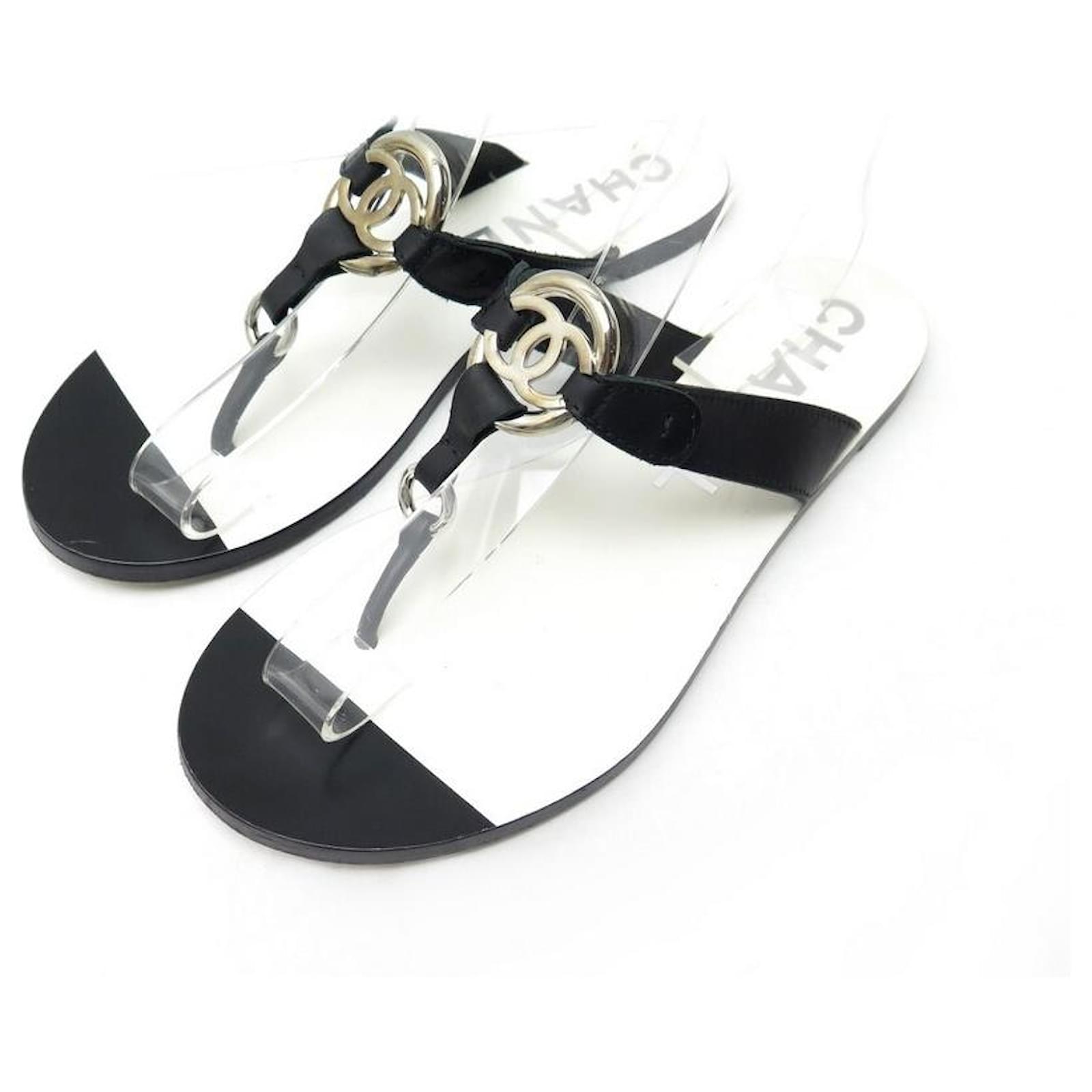 white chanel thong sandals
