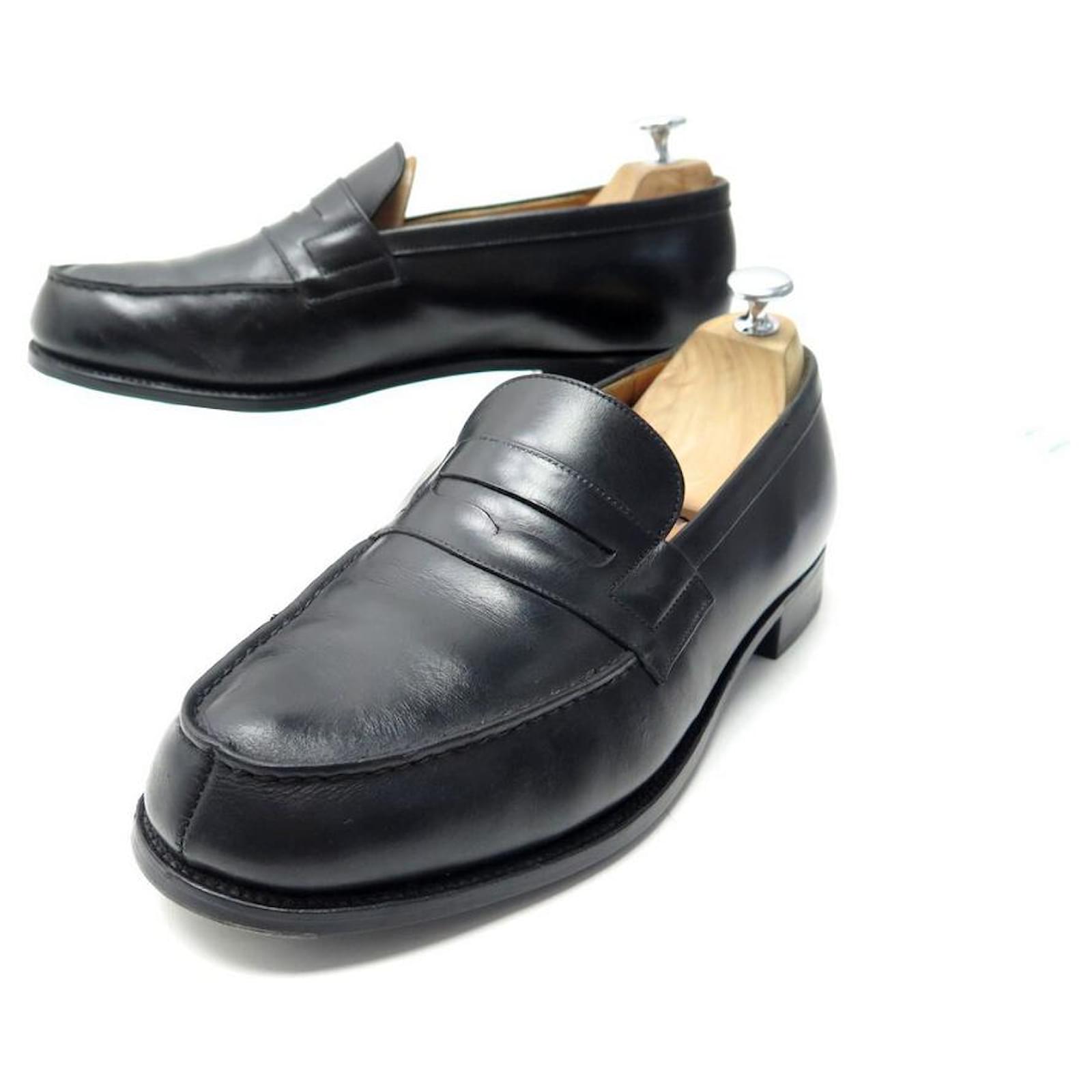 JM WESTON LOAFERS 180 9E 43 LARGE BLACK LEATHER LEATHER LOAFERS ref ...