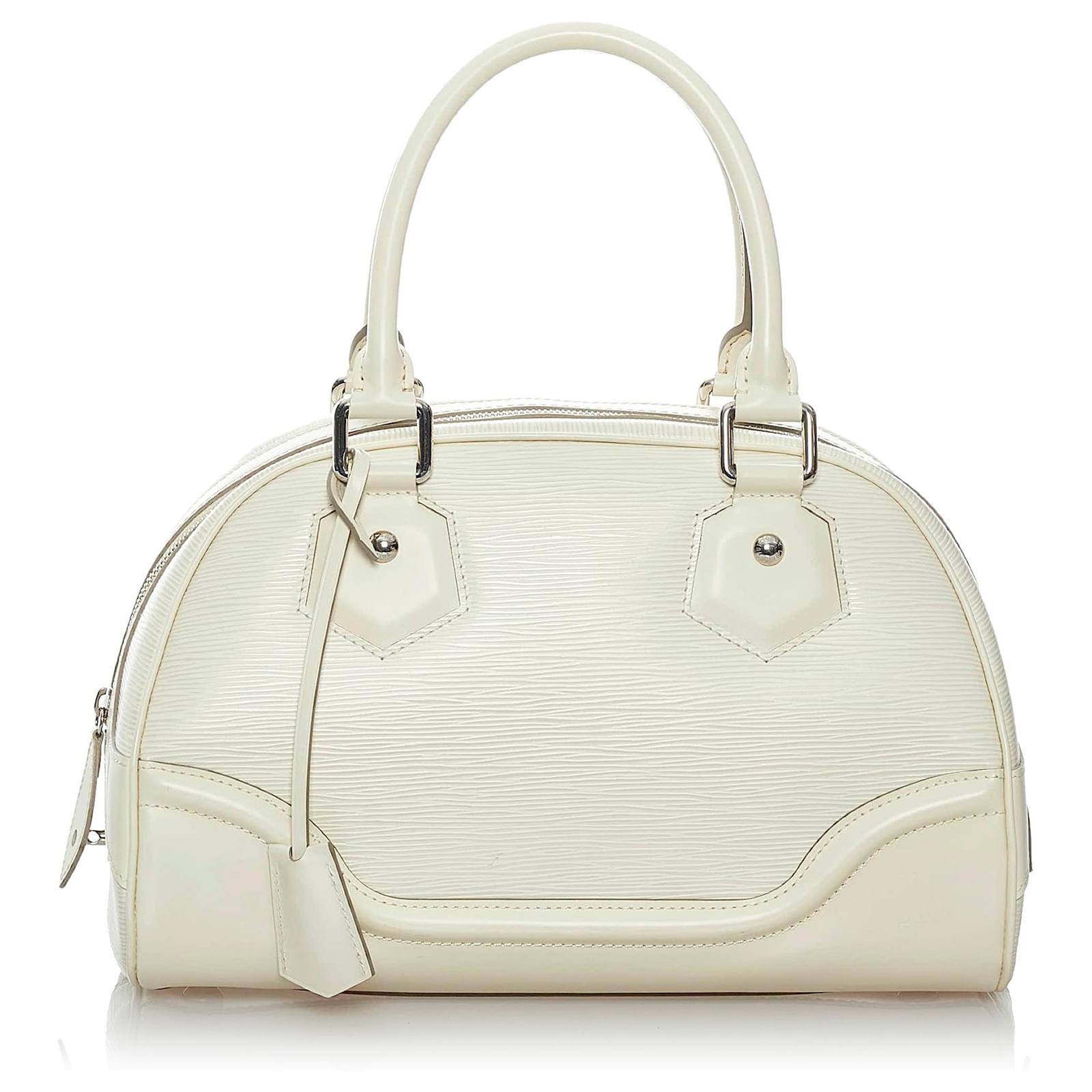 Louis Vuitton White Epi Bowling Montaigne PM Leather ref.486617 Joli