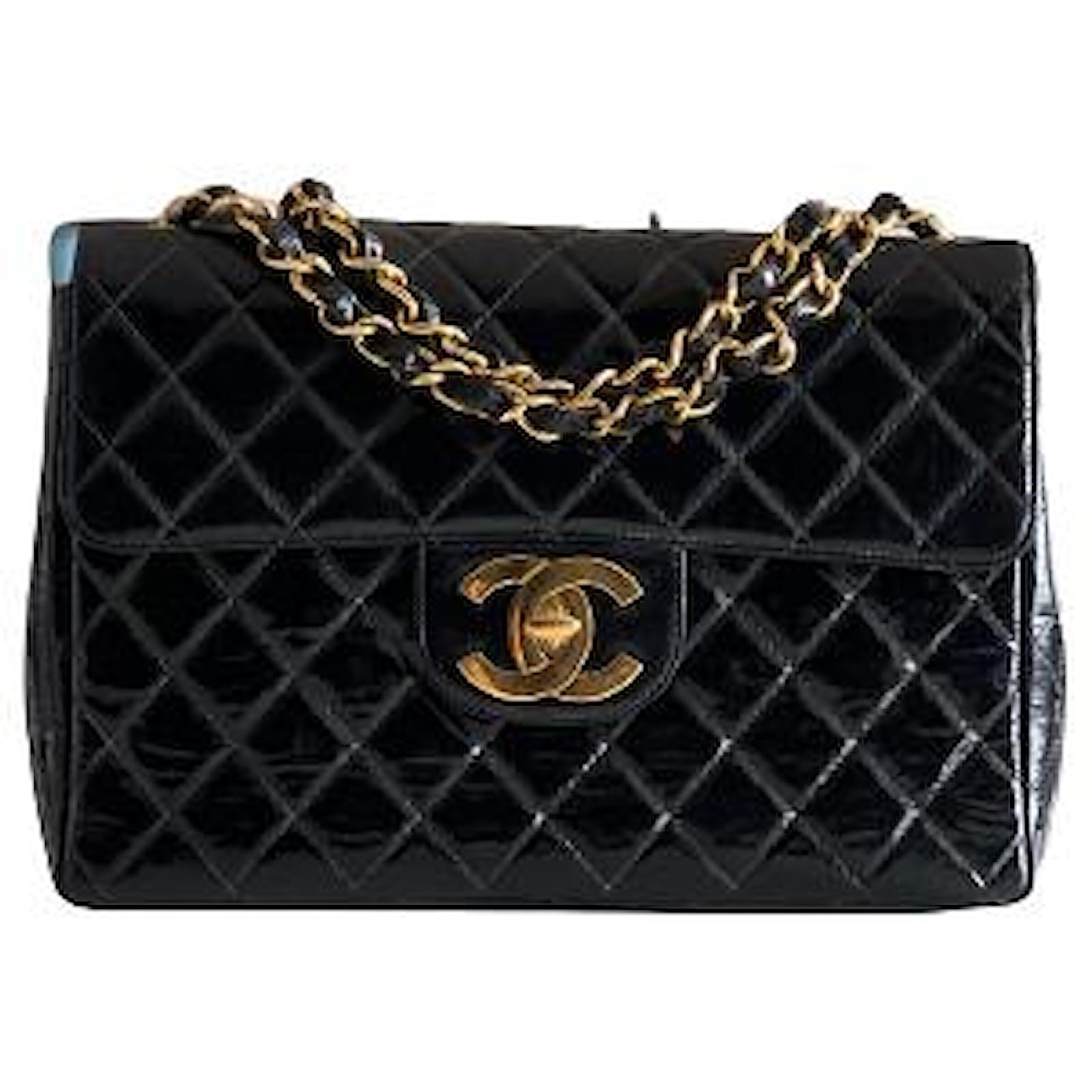 Vintage Chanel Jumbo Bag Black Patent leather ref.486879 - Joli Closet