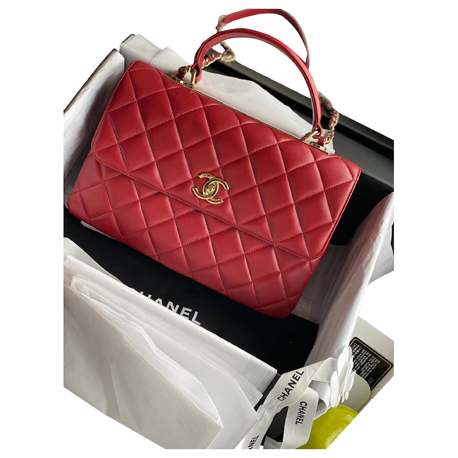 Chanel Trendy CC medium bag Red Leather ref.487164 - Joli Closet