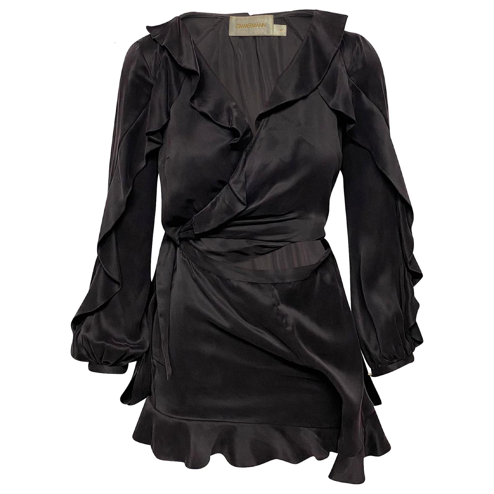 Zimmermann Cut Out Wrap Dress in Black Silk ref.487303 - Joli Closet