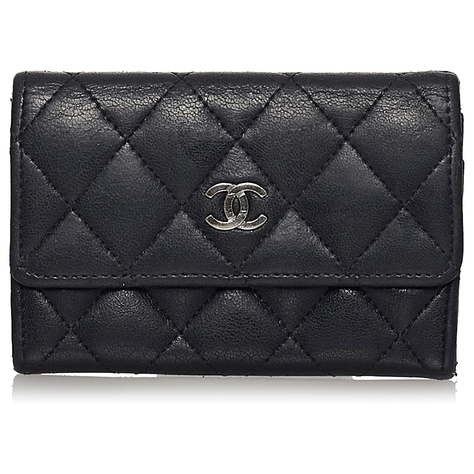 Chanel Black CC Lambskin Leather Card Holder ref.487475 - Joli Closet
