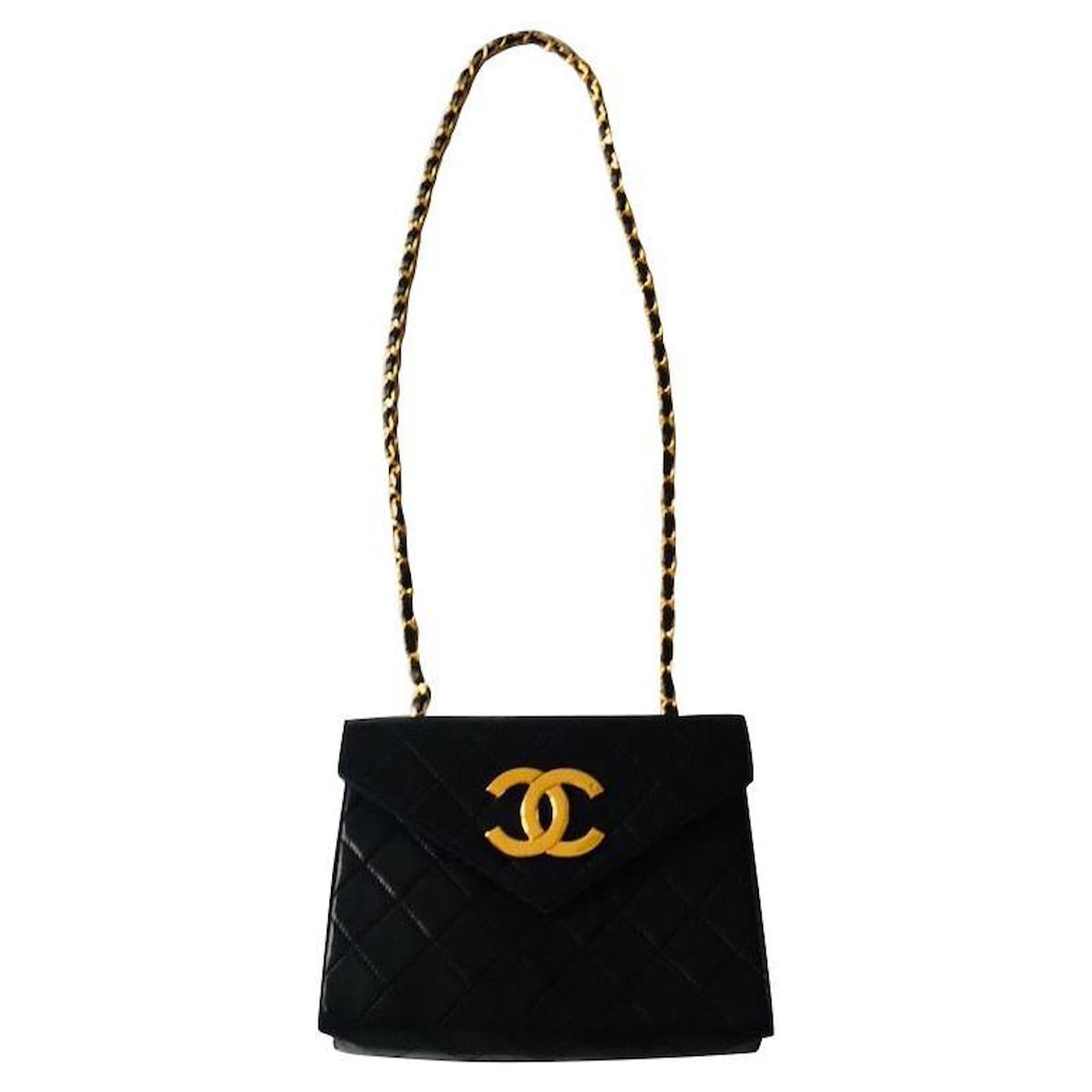 Chanel Vintage Chanel Black Caviar Quilted Leather Waist Pouch Gold