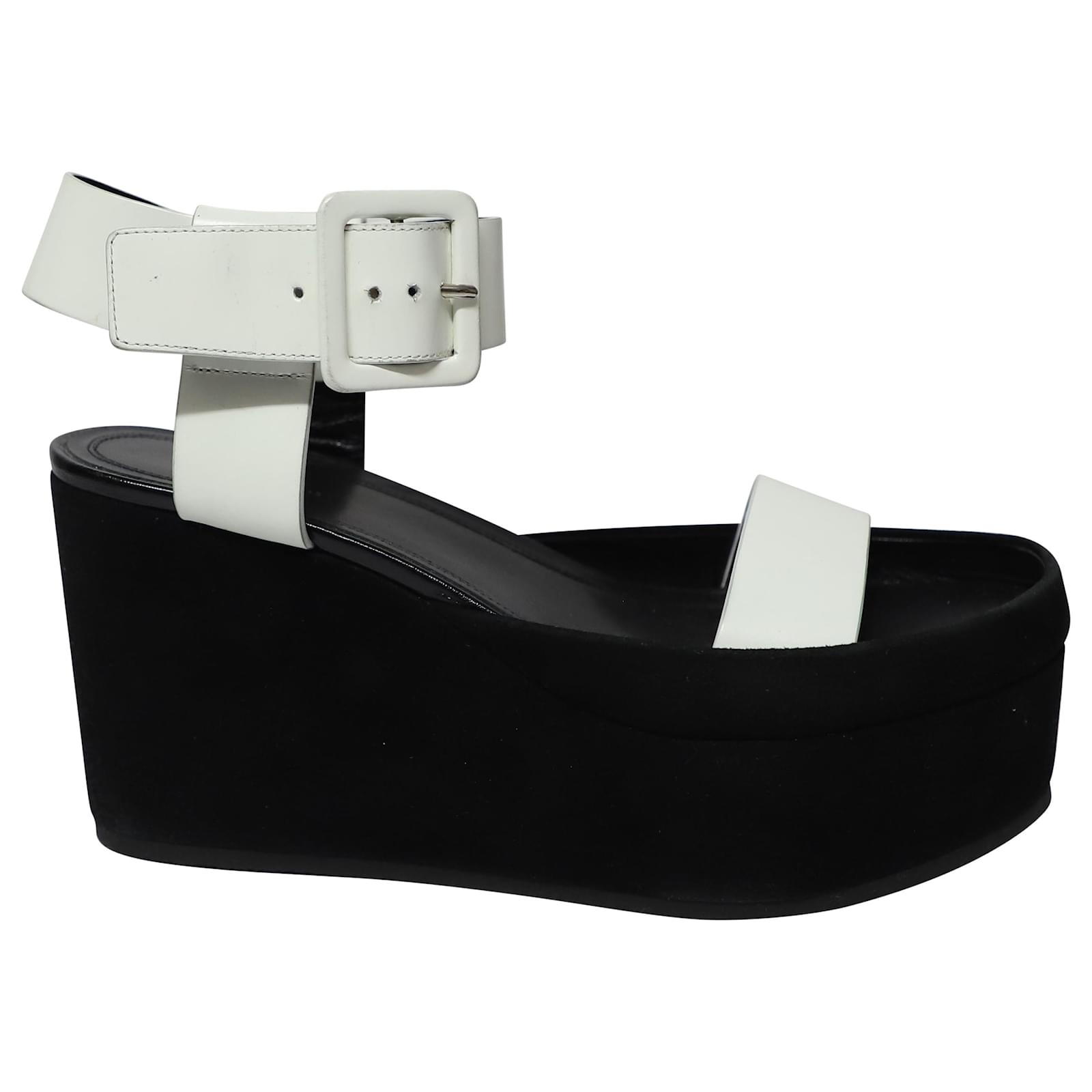 Céline Platform Wedge Sandals in Black Leather ref.488277 - Joli Closet