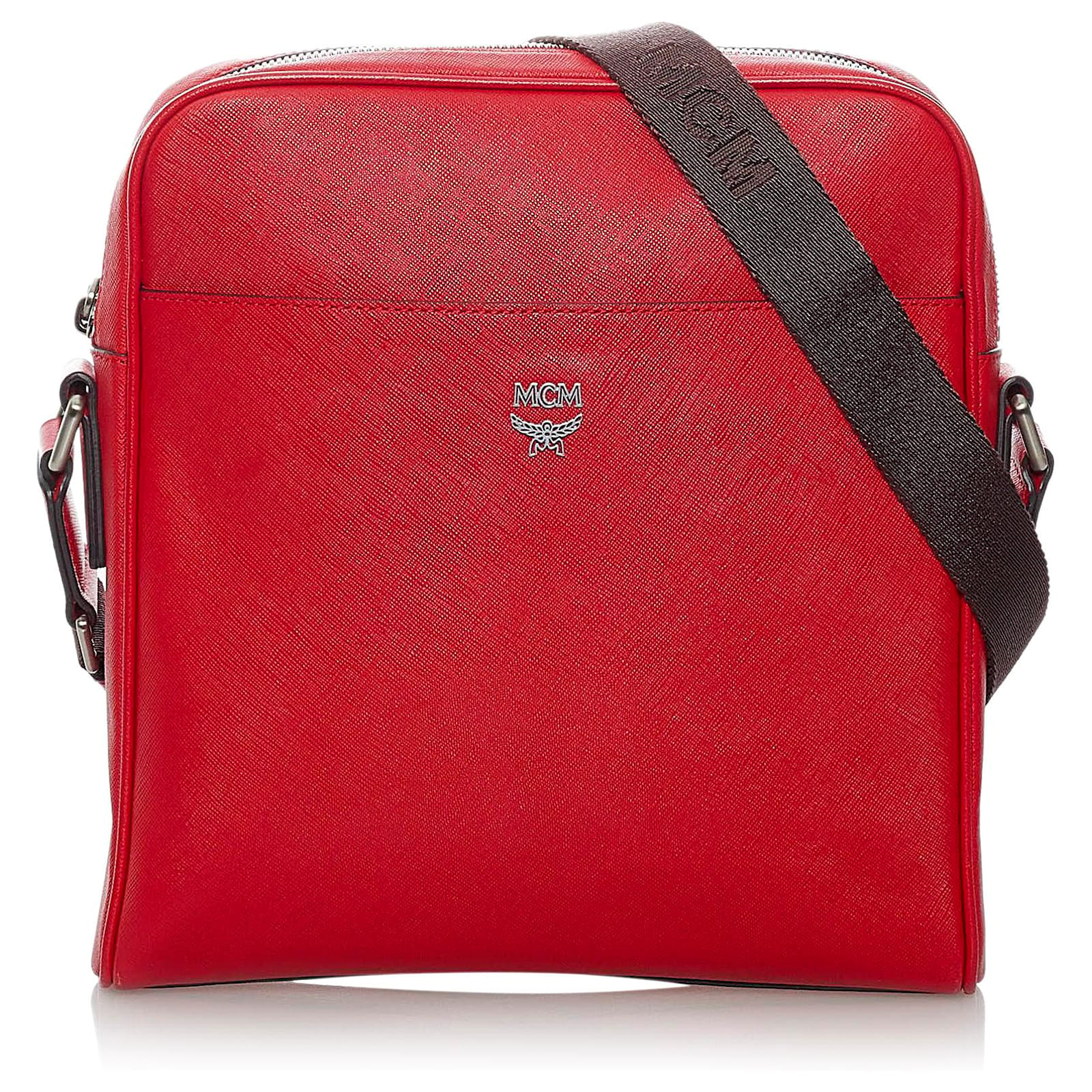 red mcm crossbody bag